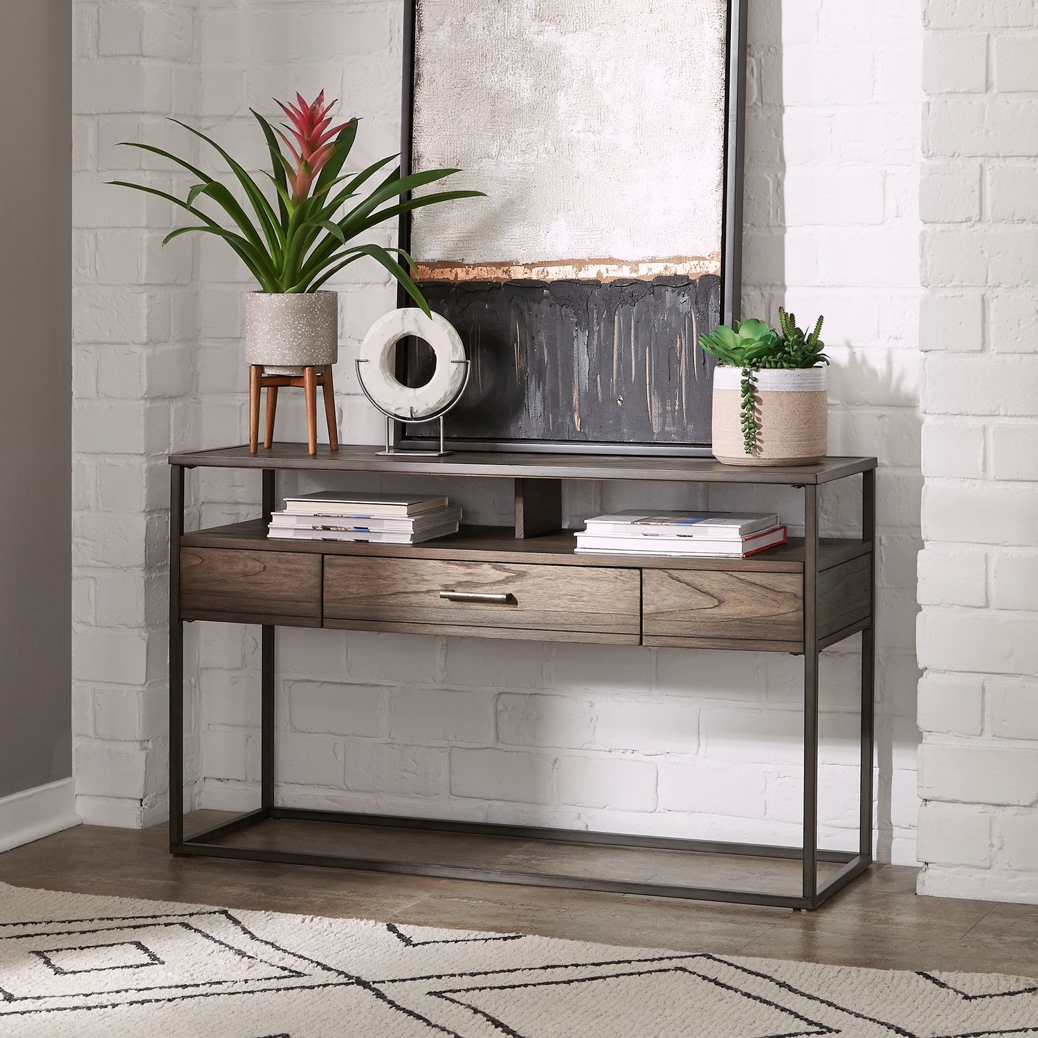 Jamestown Rectangular Wood/Metal 1-Drawer Sofa Table