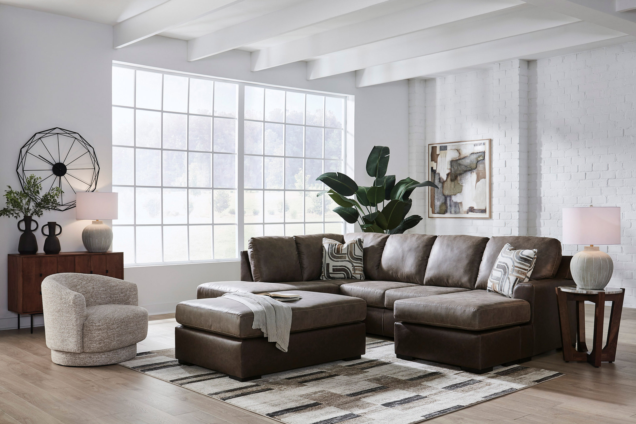 Castille Way U-Shaped Faux Leather 2-Piece Sectional with LAF Corner Chaise