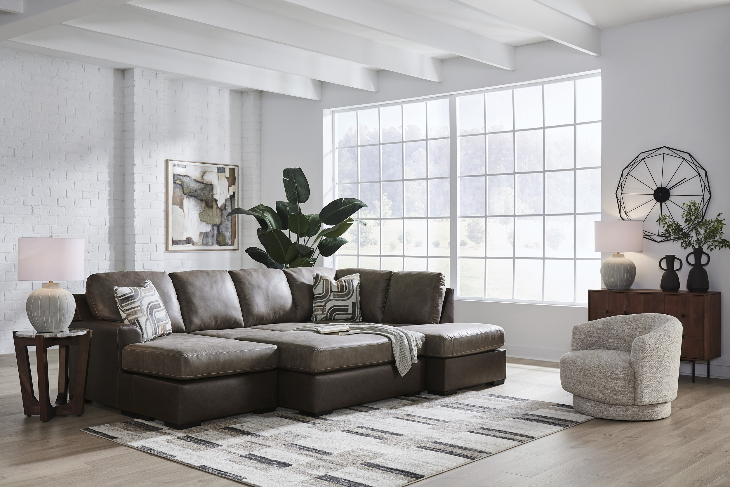 Castille Way U-Shaped Faux Leather 2-Piece Sectional with RAF Corner Chaise