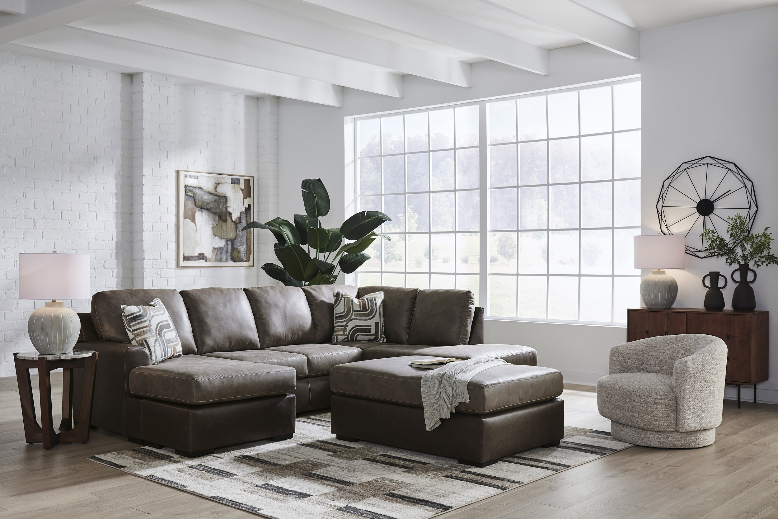 Castille Way 48" Rectangular Oversized Ottoman - Fossil Taupe Polyester