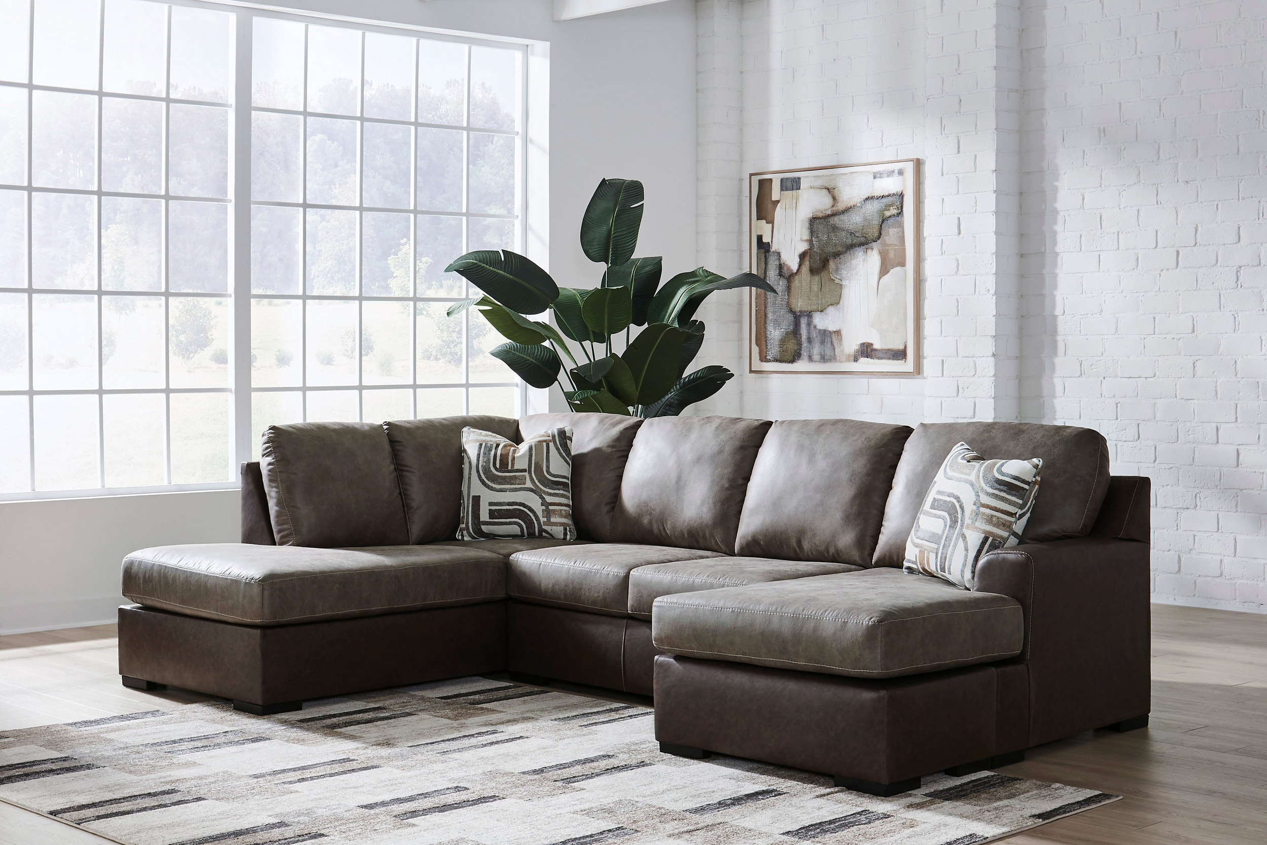 Castille Way U-Shaped Faux Leather 2-Piece Sleeper Sectional with LAF Corner Chaise