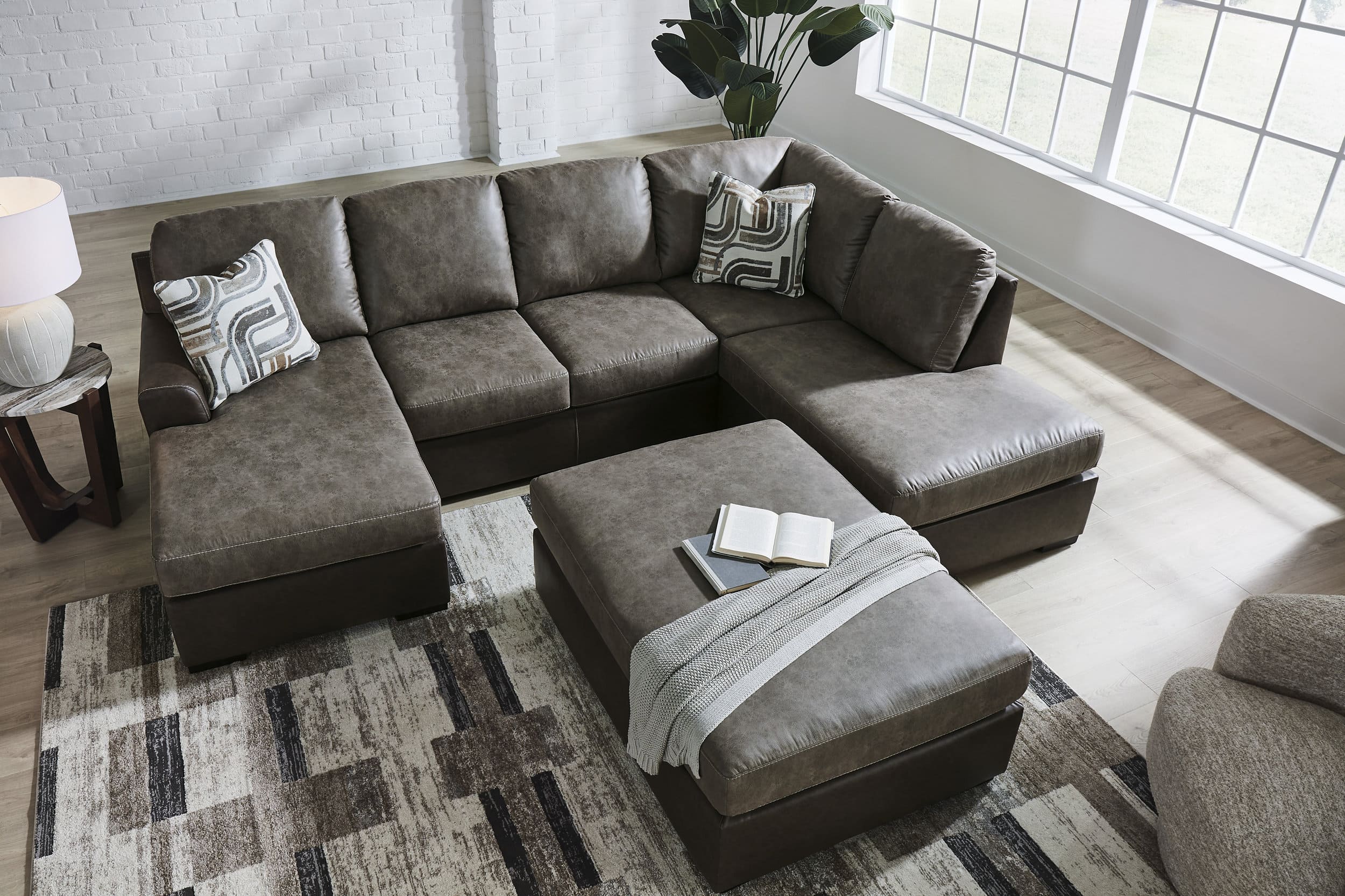 Castille Way 48" Rectangular Oversized Ottoman - Fossil Taupe Polyester