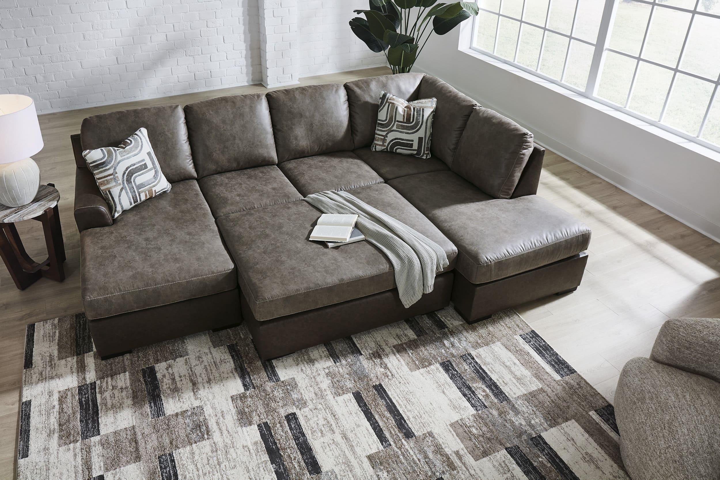 Castille Way U-Shaped Faux Leather 2-Piece Sectional with RAF Corner Chaise