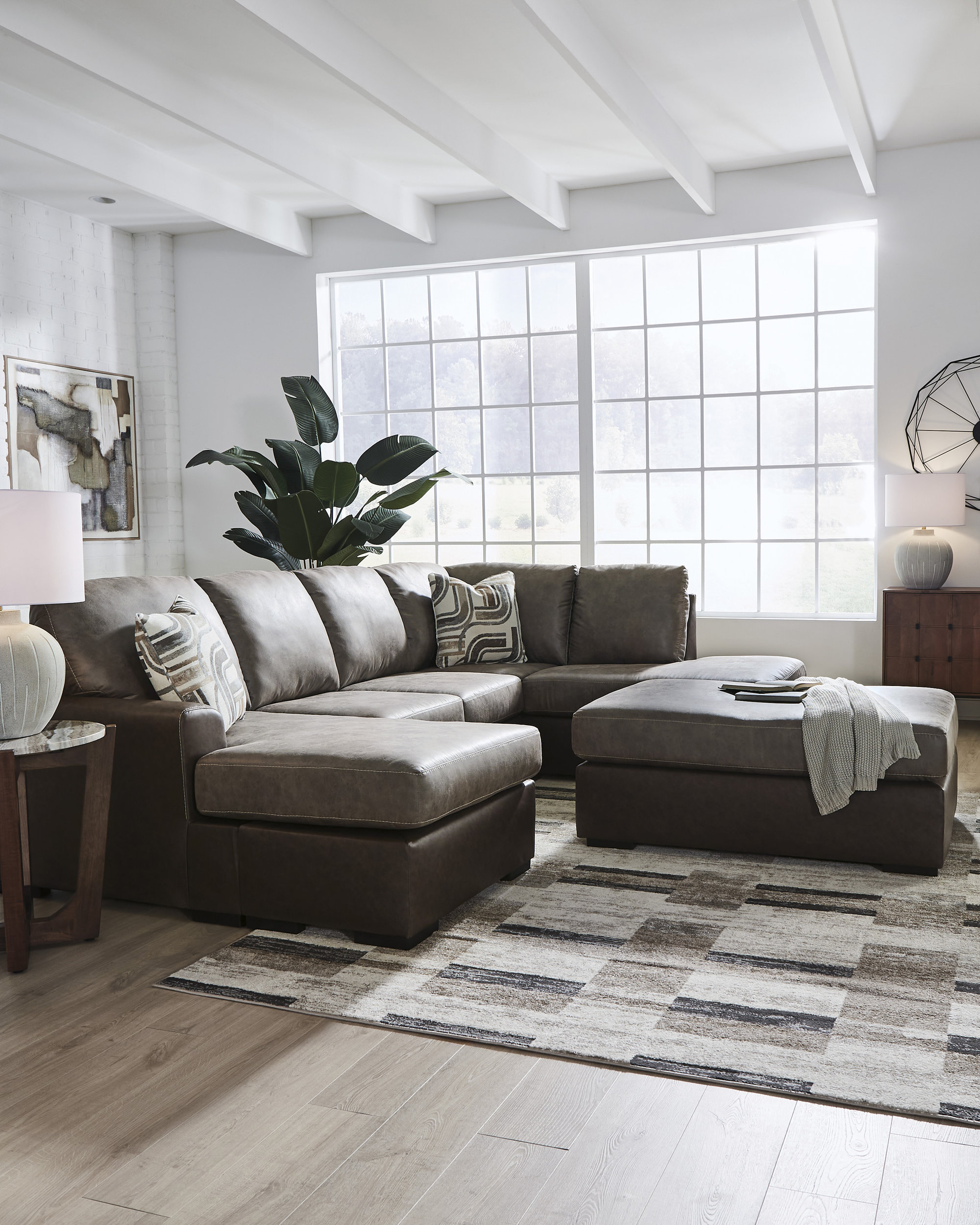 Castille Way U-Shaped Faux Leather 2-Piece Sectional with RAF Corner Chaise