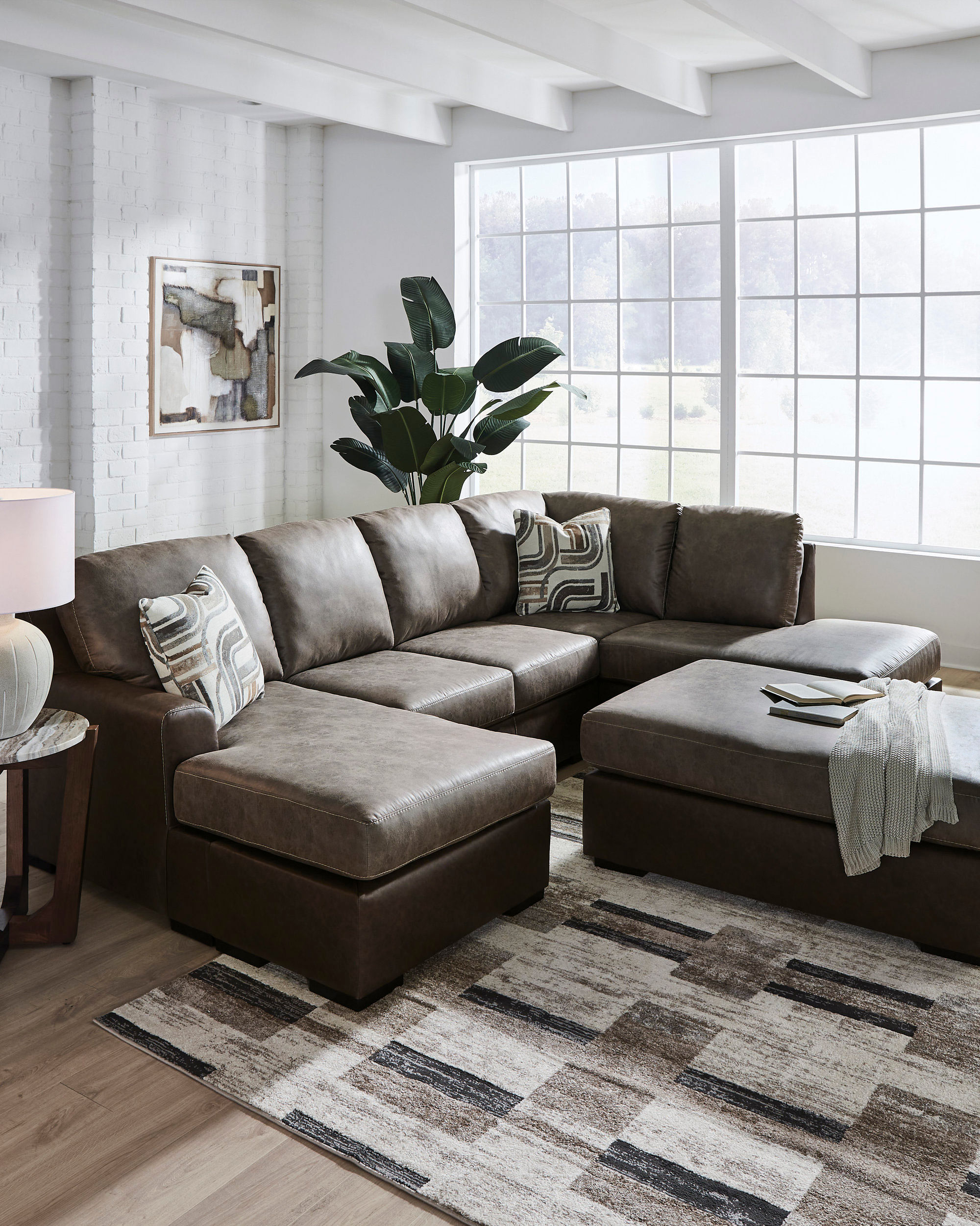 Castille Way U-Shaped Faux Leather 2-Piece Sectional with RAF Corner Chaise