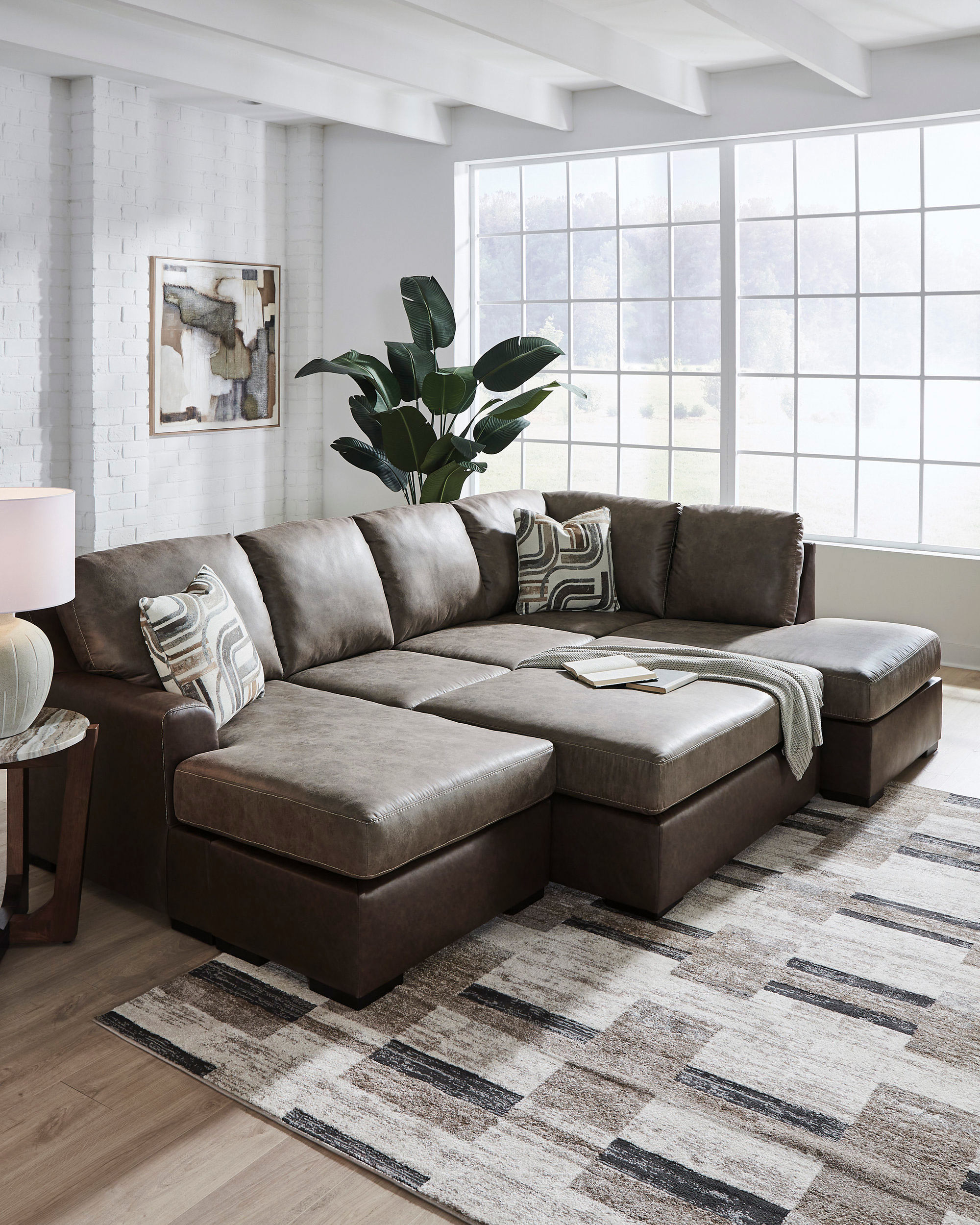 Castille Way U-Shaped Faux Leather 2-Piece Sectional with RAF Corner Chaise