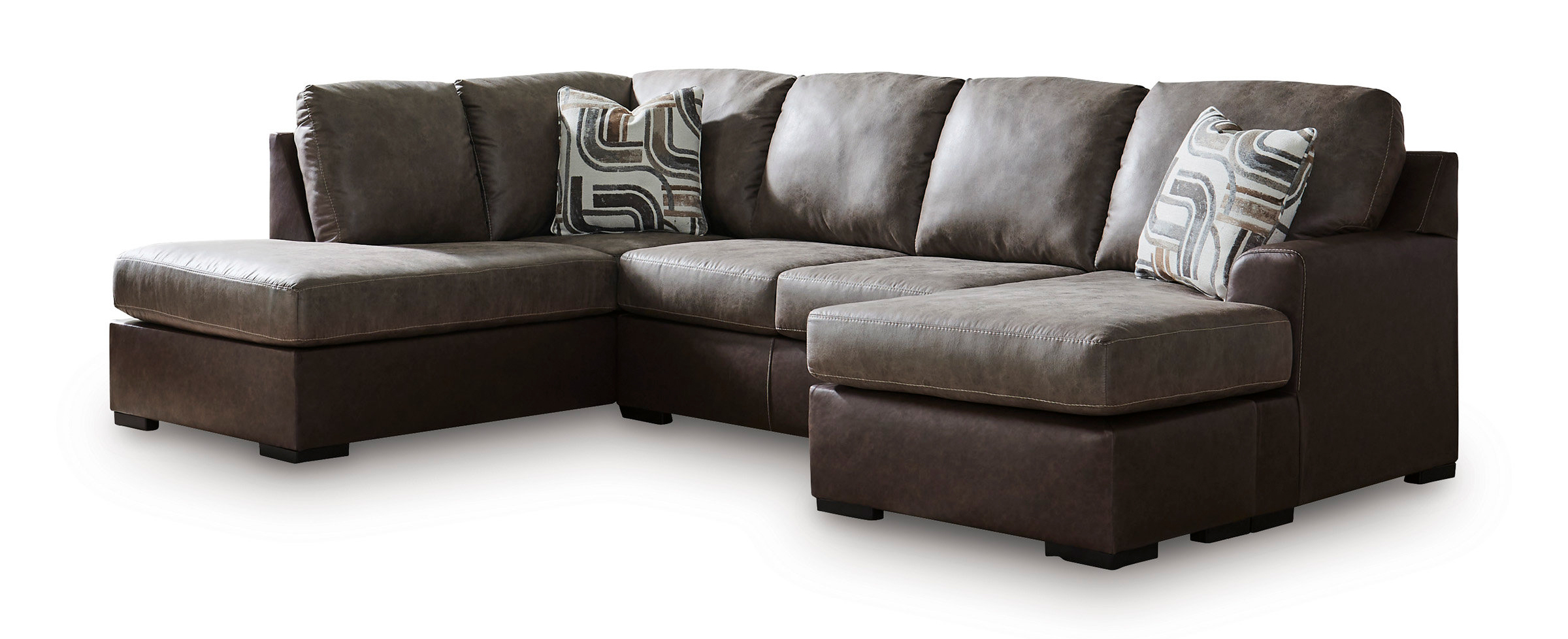 Castille Way U-Shaped Faux Leather 2-Piece Sleeper Sectional with LAF Corner Chaise