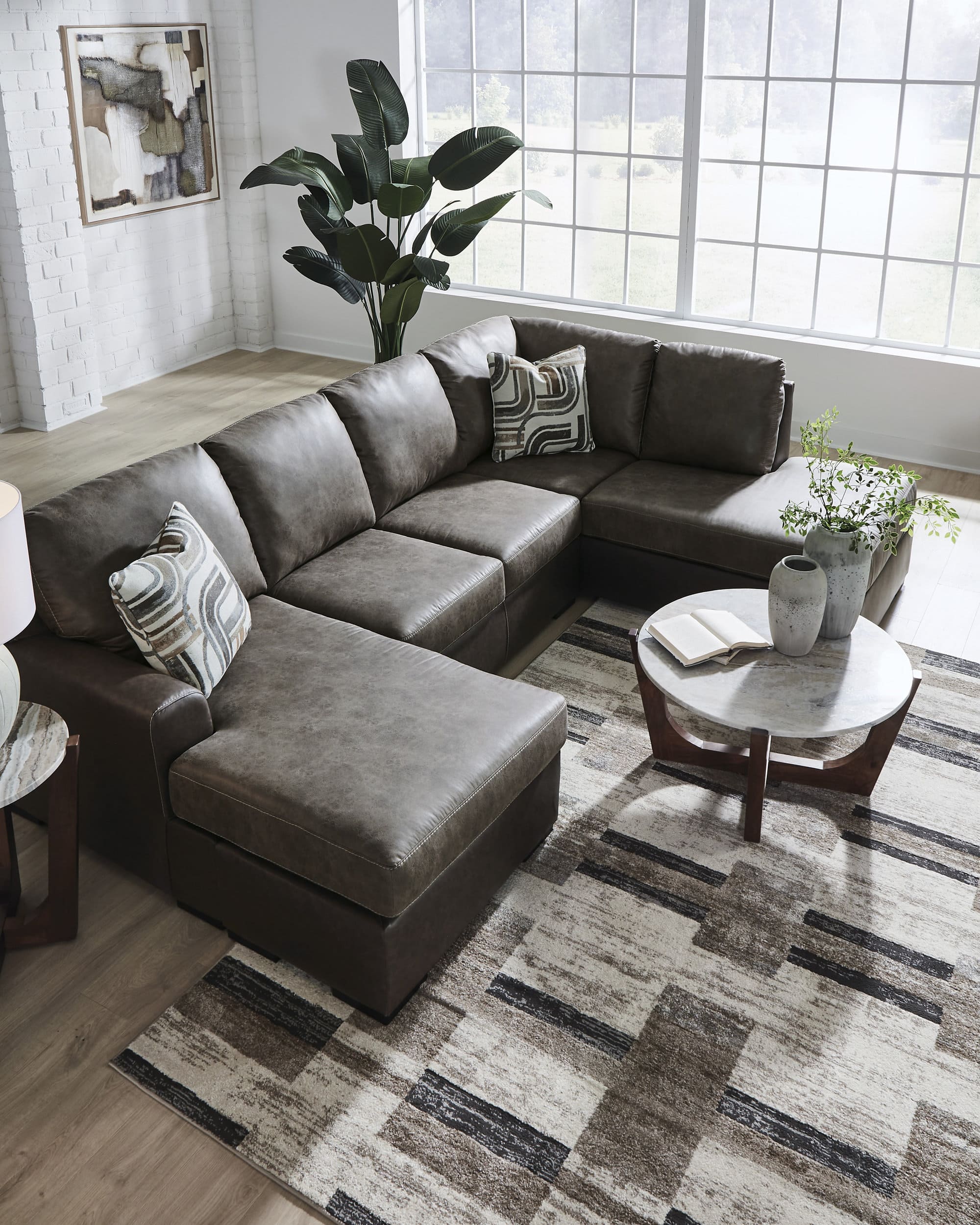 Castille Way U-Shaped Faux Leather 2-Piece Sectional with RAF Corner Chaise