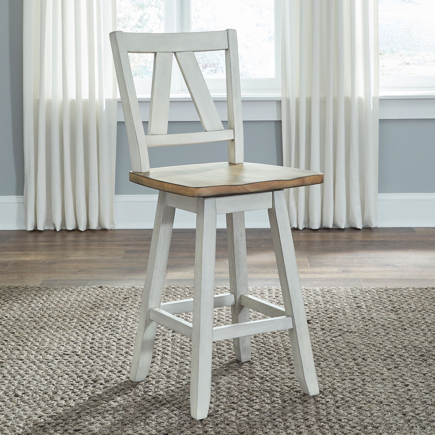 Lindsey Farm Wood Swivel Counter Height Chair