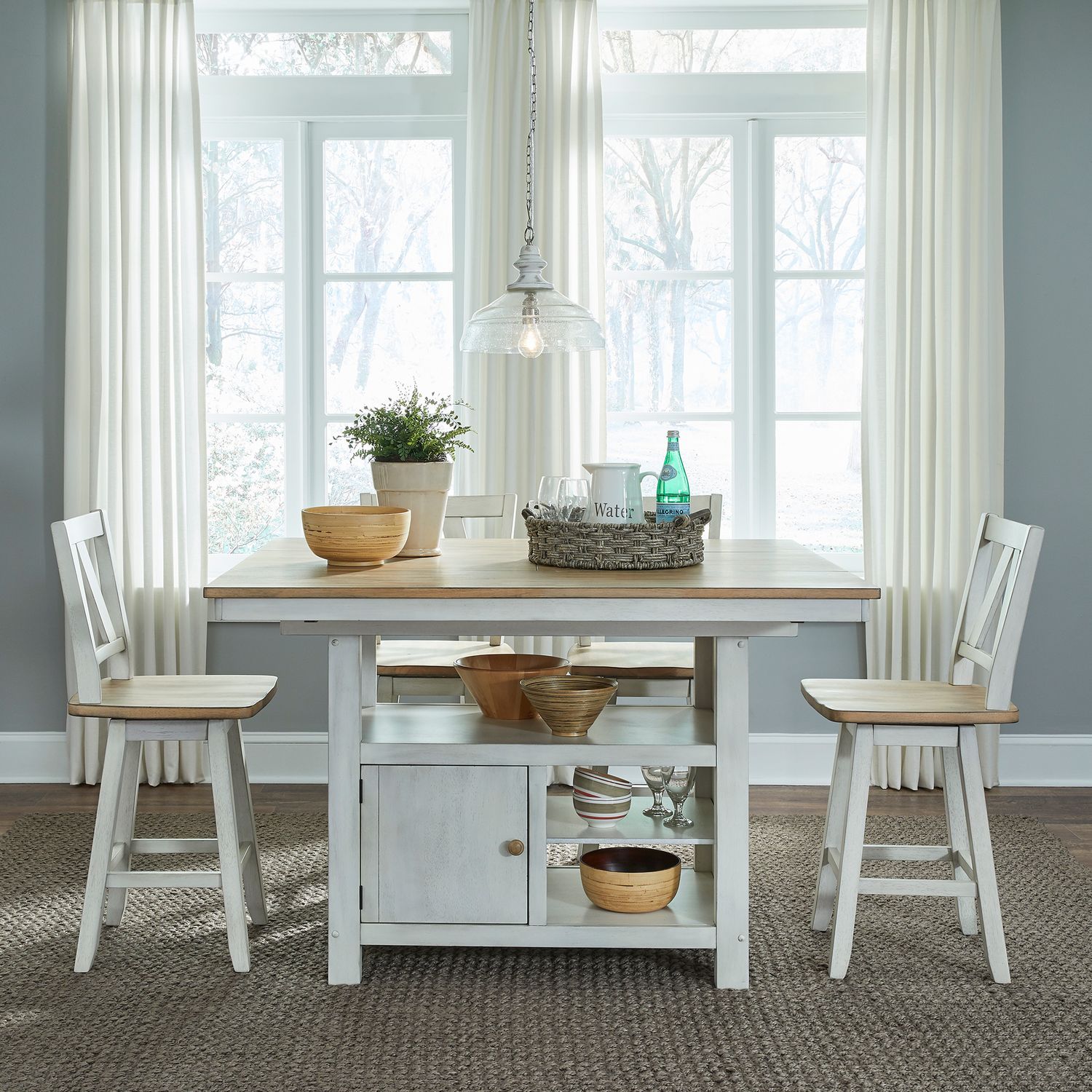 Lindsey Farm Extendable Kitchen Island Set | 5-Piece Dining