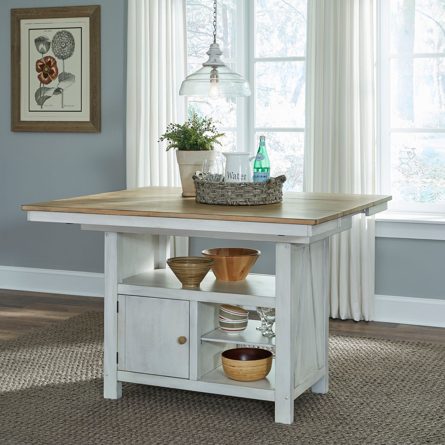 Lindsey Farm Extendable Kitchen Island Set | Weathered White