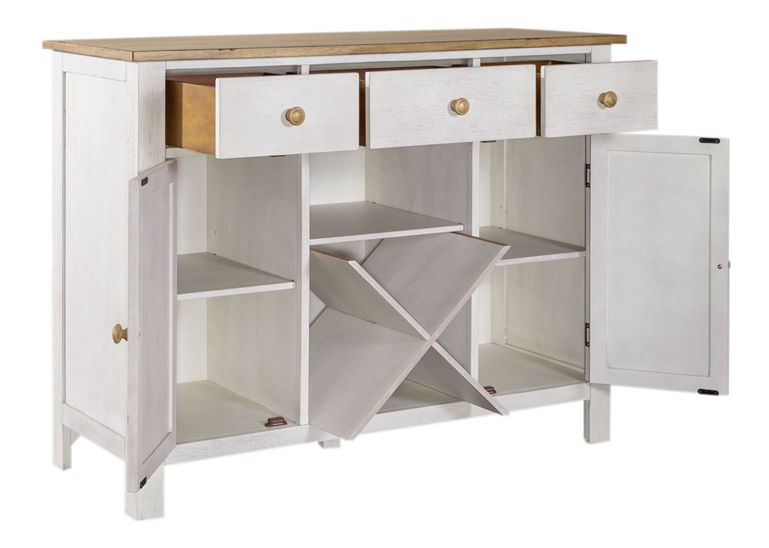 Lindsey Farm Wood/MDF 2-Door 3-Drawer Server w/Wine Storage
