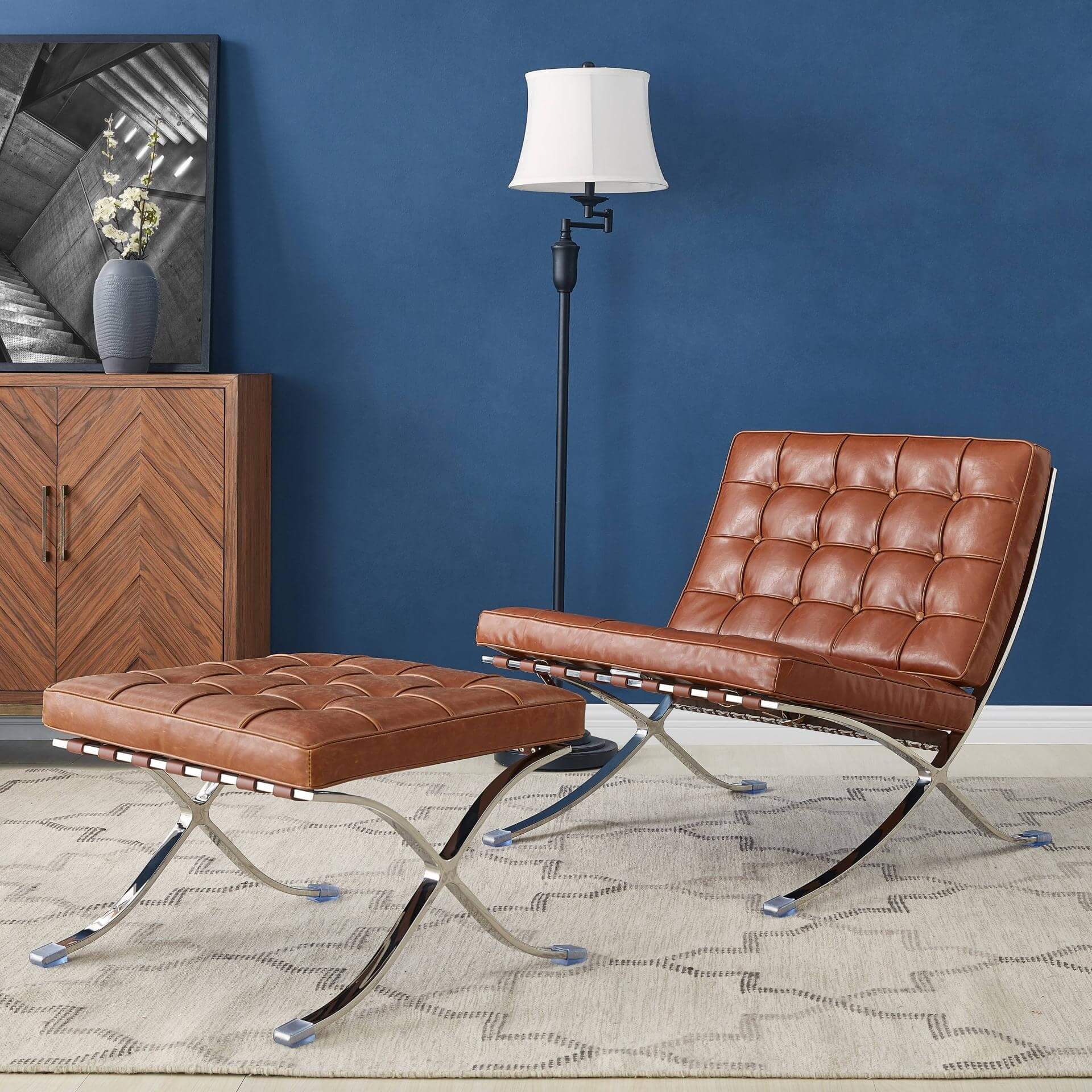 Barca PU Accent Chair, Stainless Steel Frame