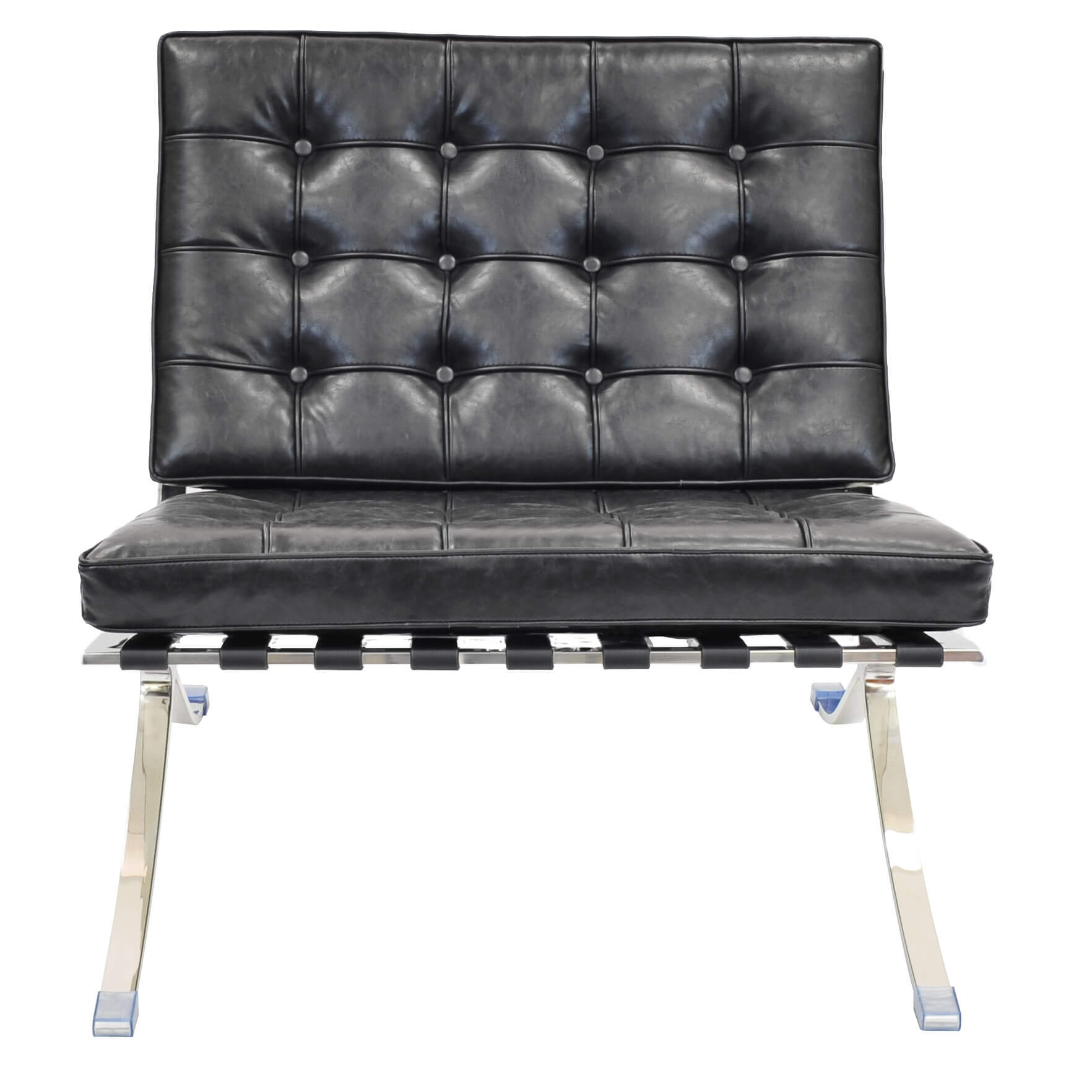Barca PU Accent Chair, Stainless Steel Frame, Distressed Black by NPD (New Pacific Direct)