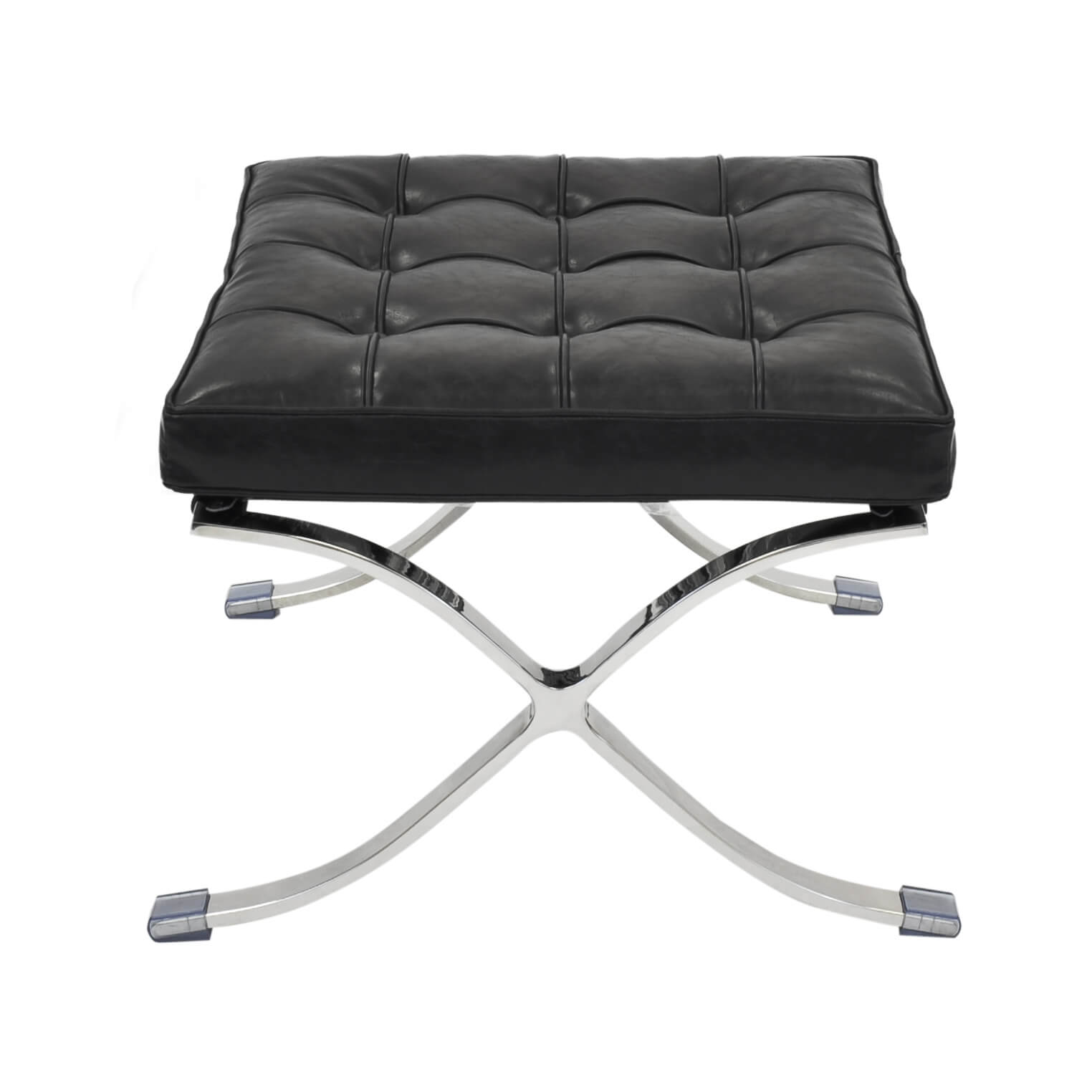 Barca PU Ottoman, Stainless Steel Frame, Distressed Black by NPD (New Pacific Direct)