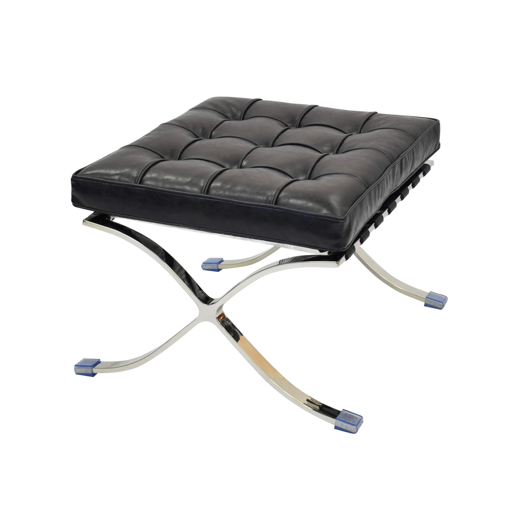 Barca PU Ottoman, Stainless Steel Frame, Distressed Black by NPD (New Pacific Direct)