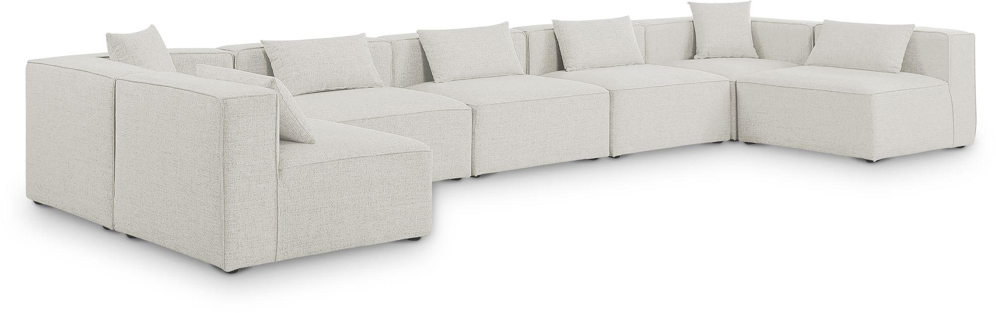 Cube 180" 7-Piece Linen Fabric Modular Sectional