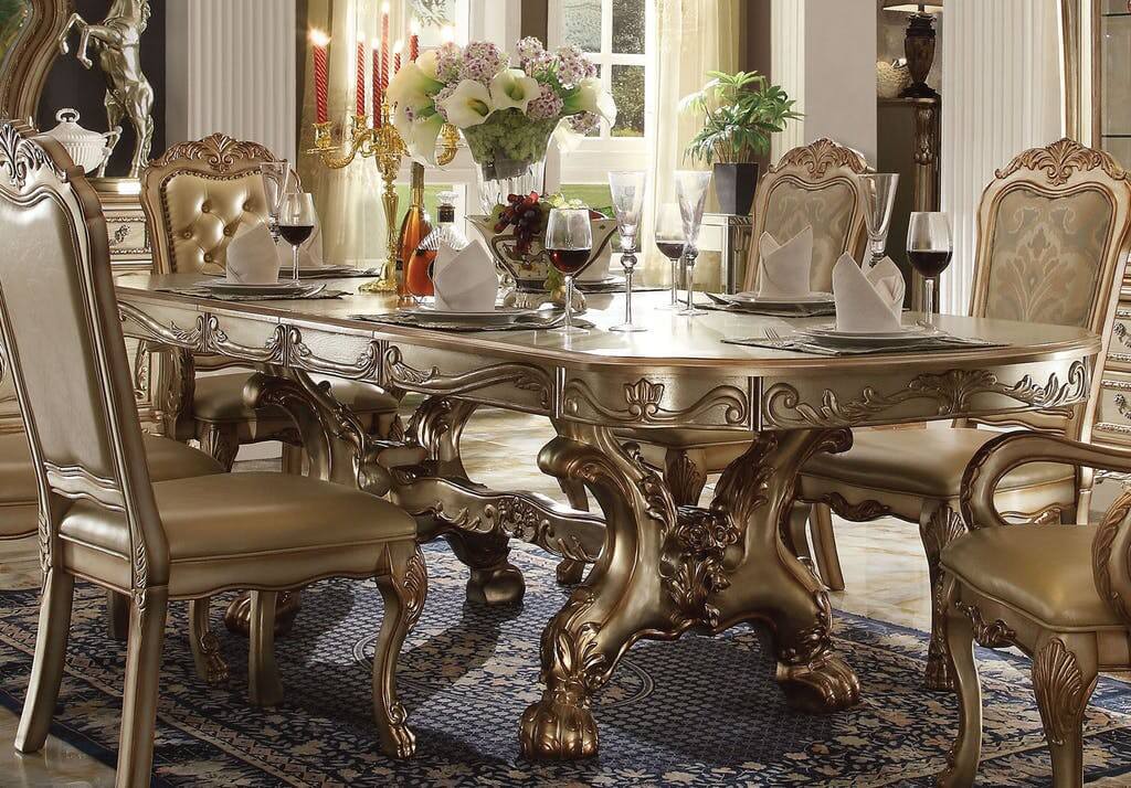 Dresden Wood/PU/Fabric Dining Set by ACME