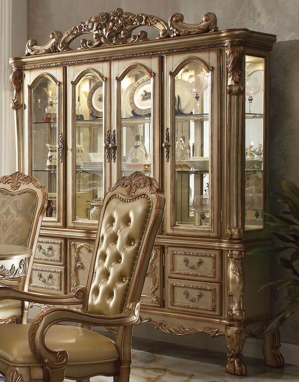 Dresden Wood/PU/Fabric Dining Set by ACME
