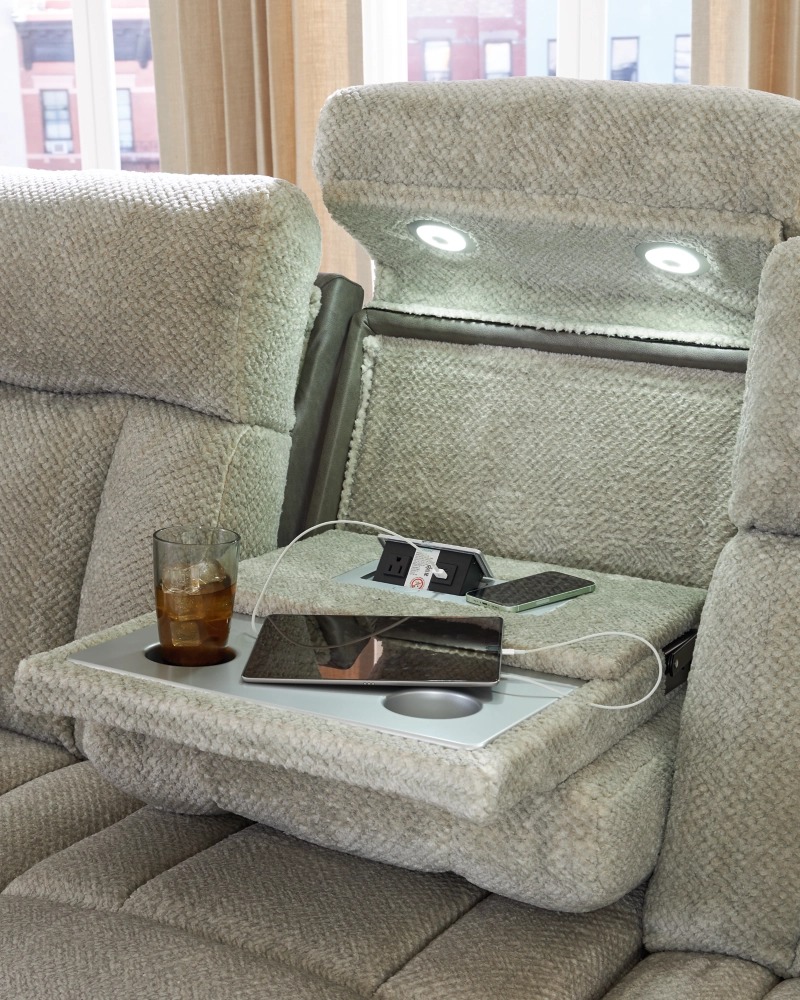 WhipLash Faux Leather Power Reclining Sofa w/Adjustable Headrests