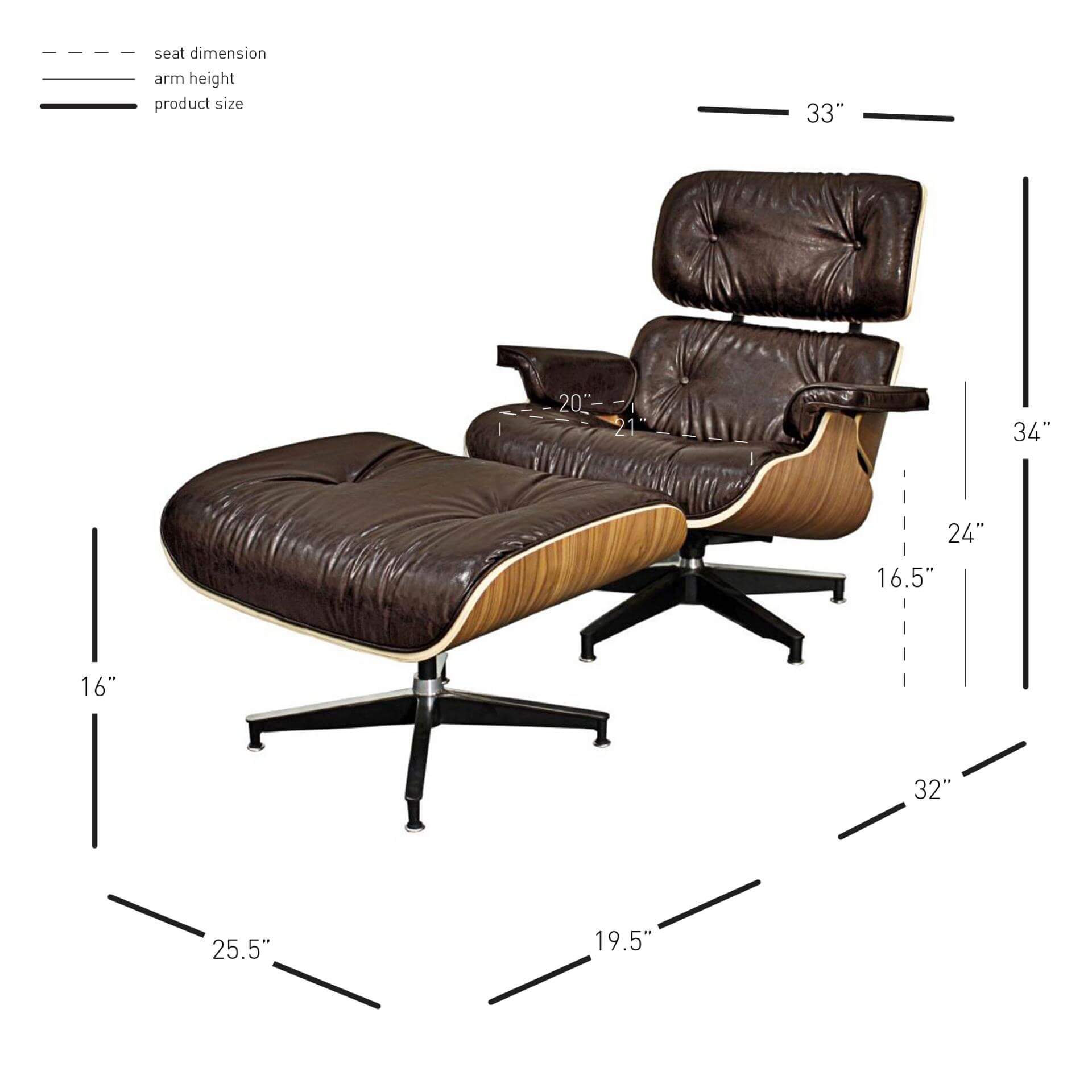 Grayson PU Lounge Chair w/Ottoman