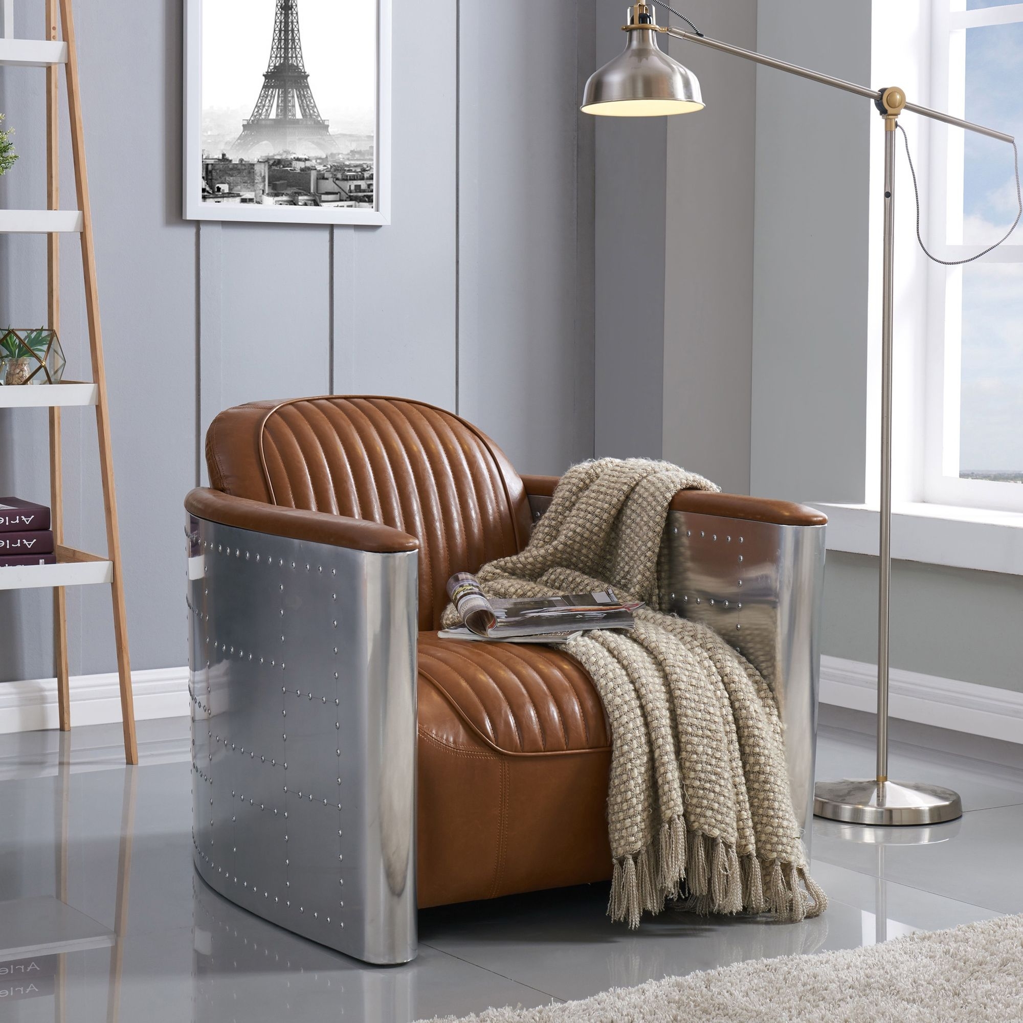Easton PU Accent Chair, Aluminium Frame