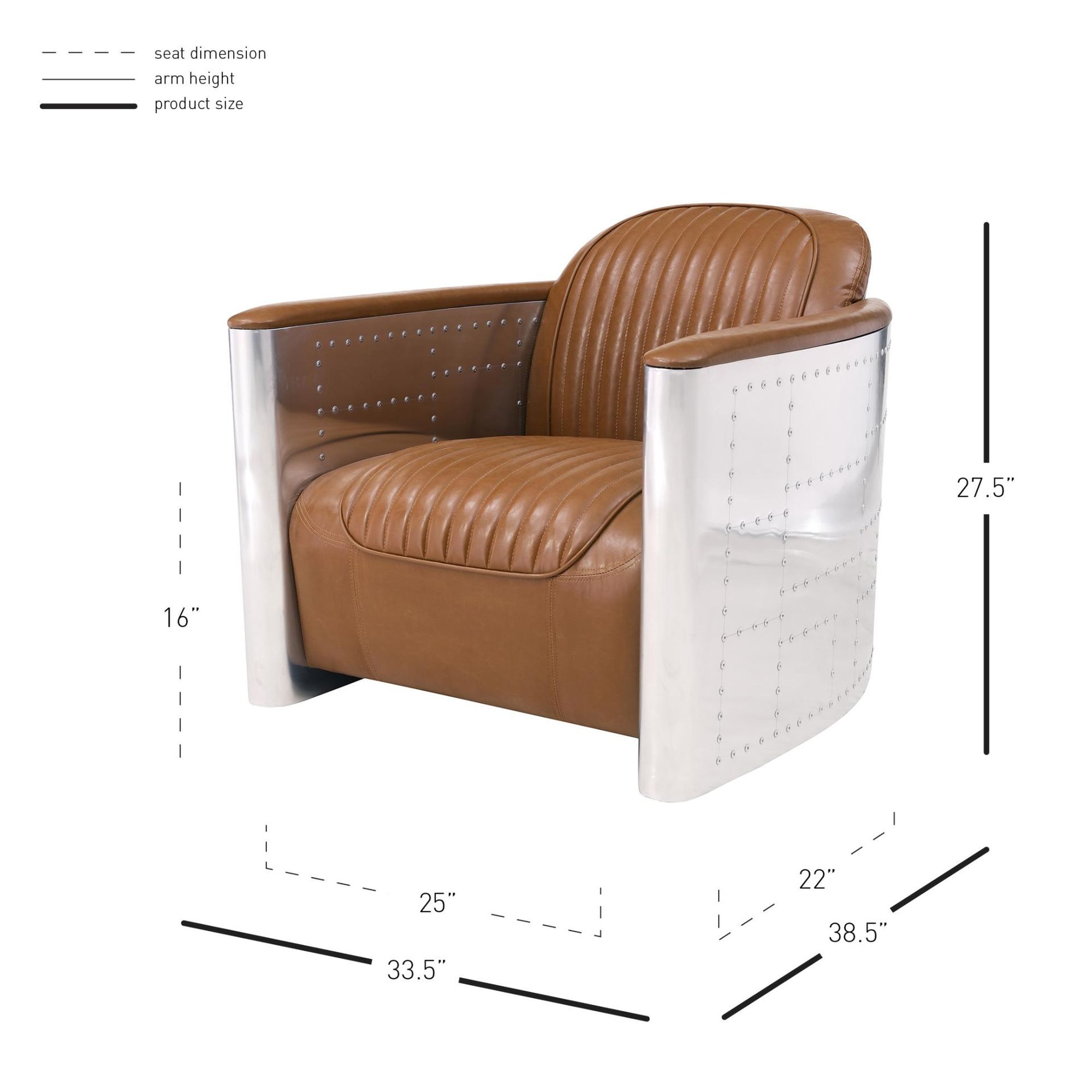 Easton PU Accent Chair, Aluminium Frame