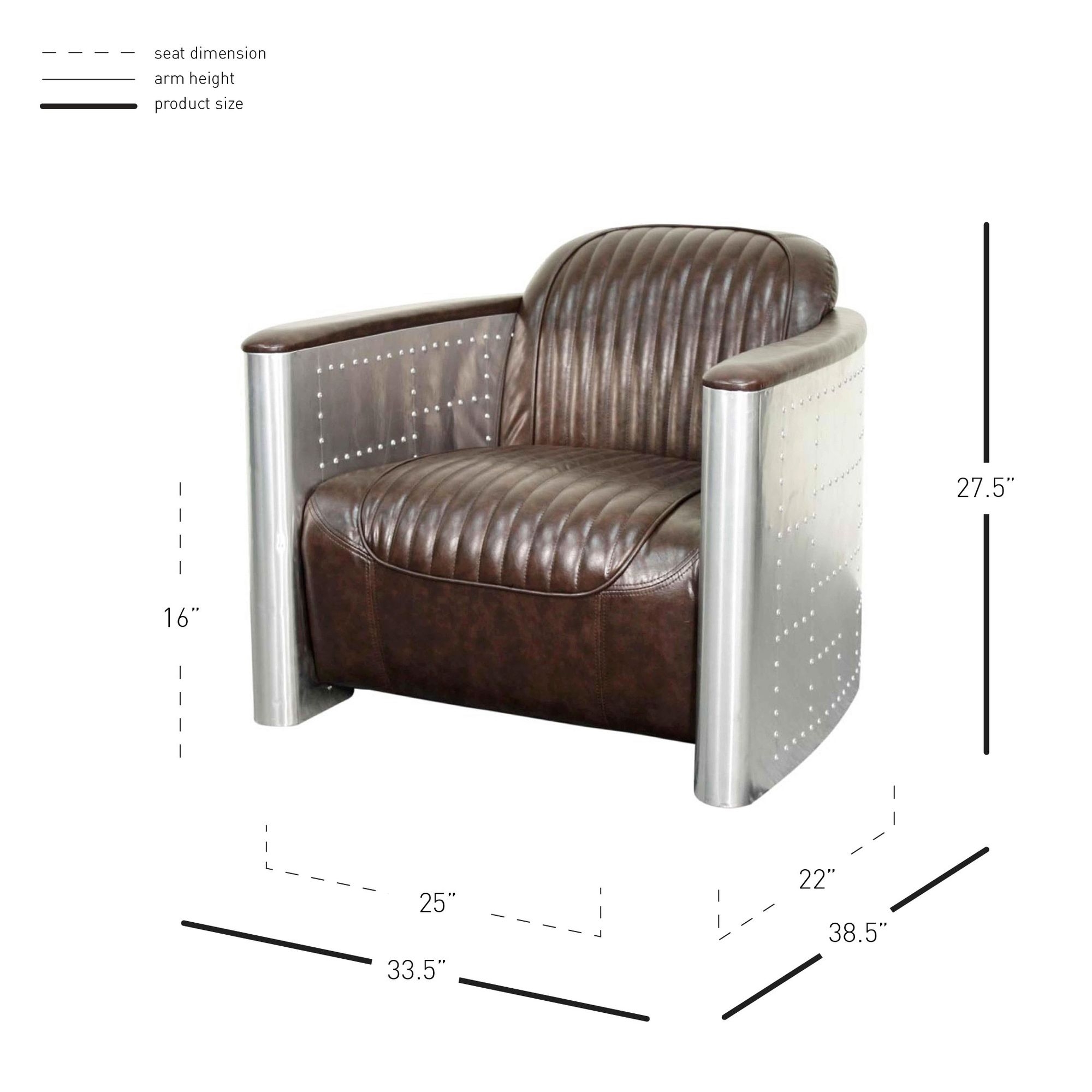 Easton PU Accent Chair, Aluminium Frame
