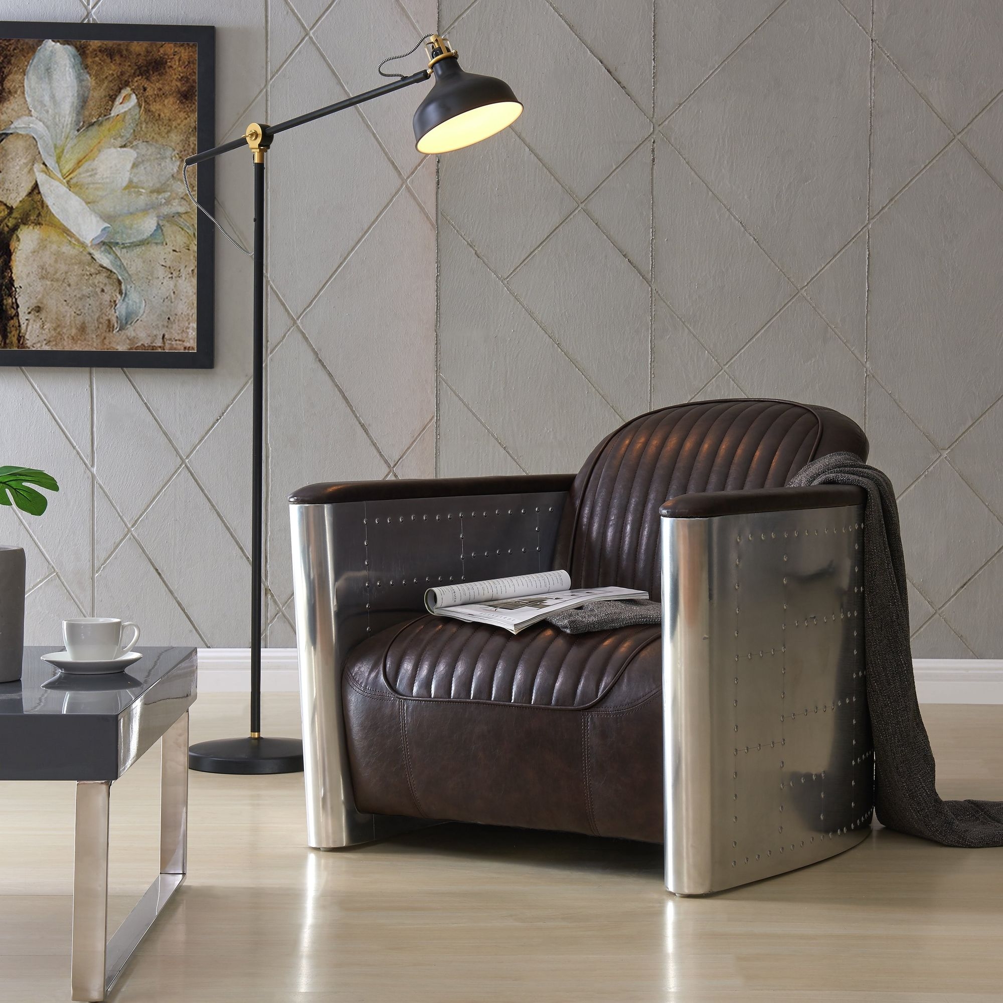 Easton PU Accent Chair, Aluminium Frame