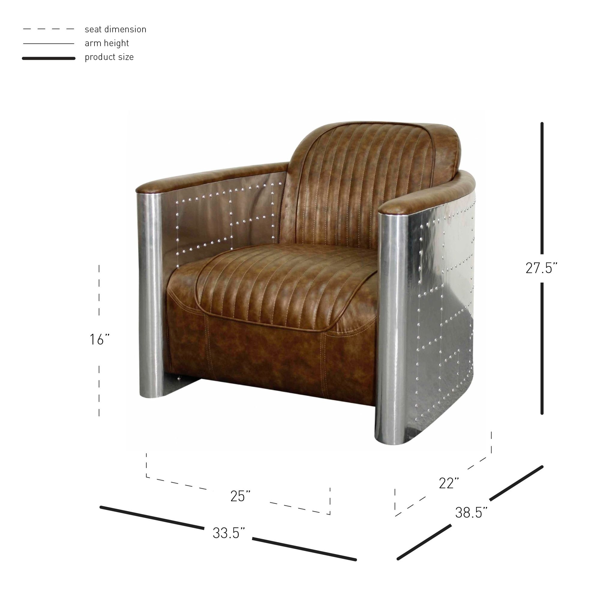 Easton PU Accent Chair, Aluminium Frame