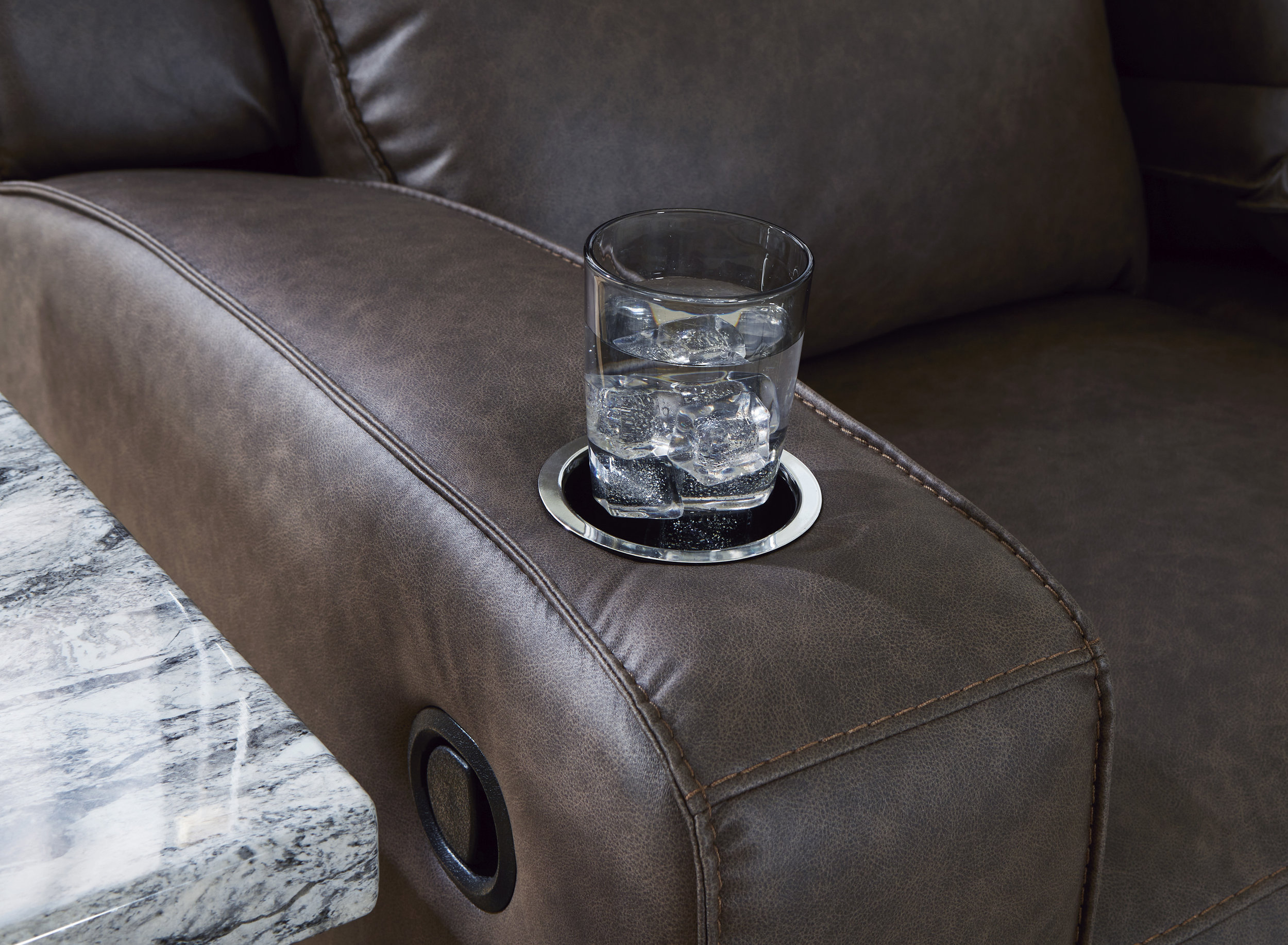 Lavenhorne Faux Leather Reclining Loveseat w/Console