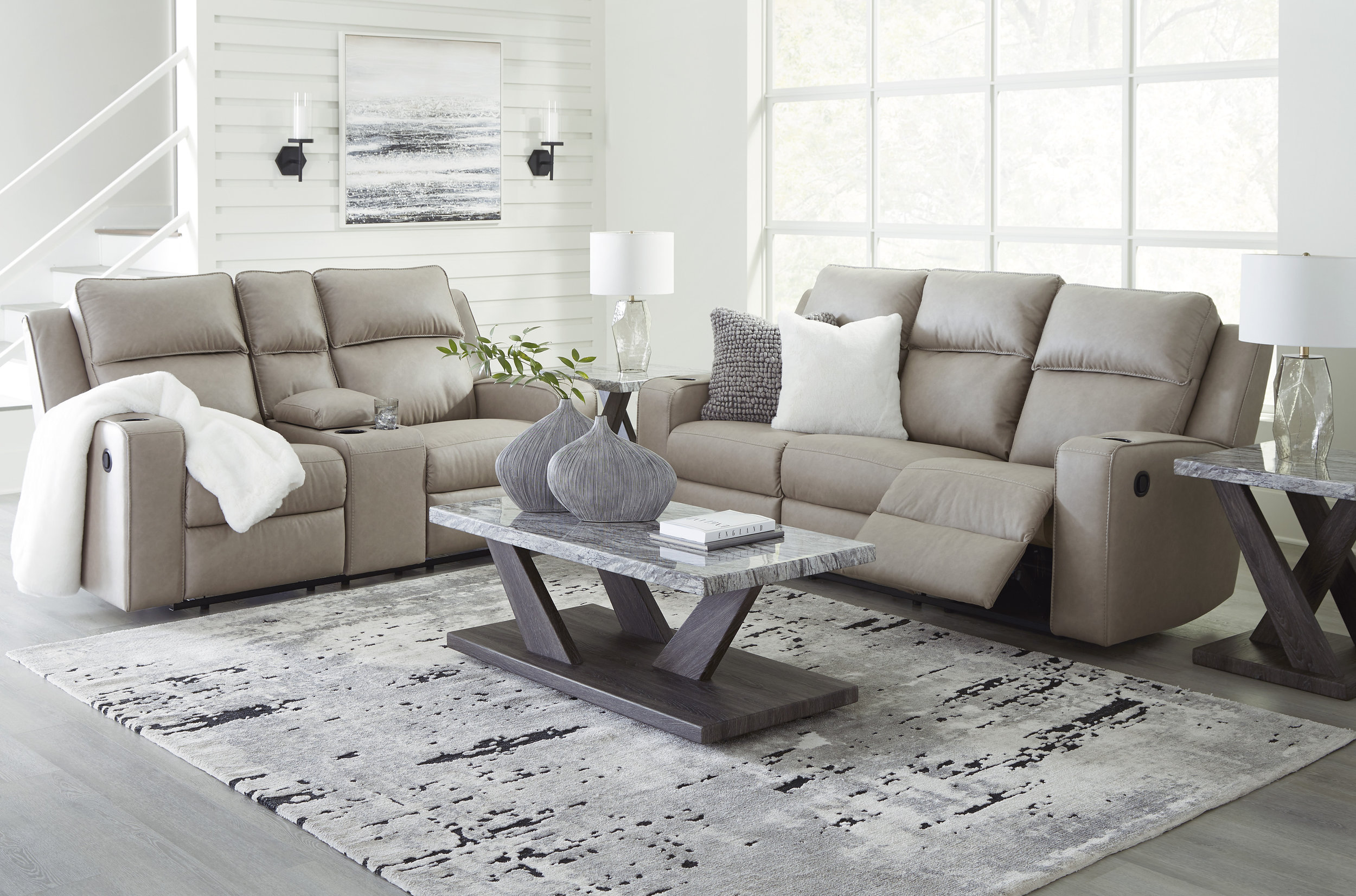 Lavenhorne Faux Leather Reclining Living Room Set