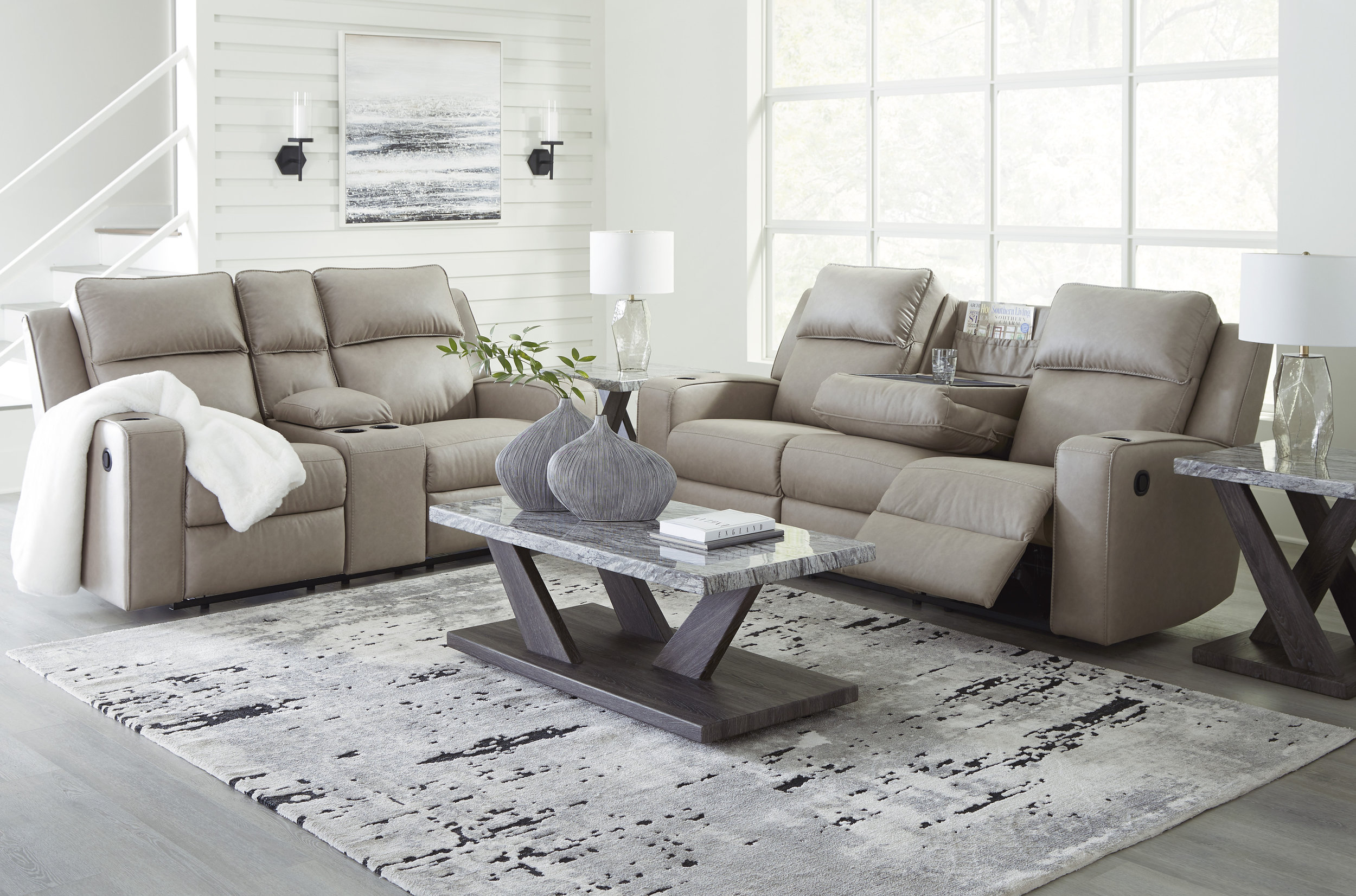 Lavenhorne Faux Leather Reclining Living Room Set