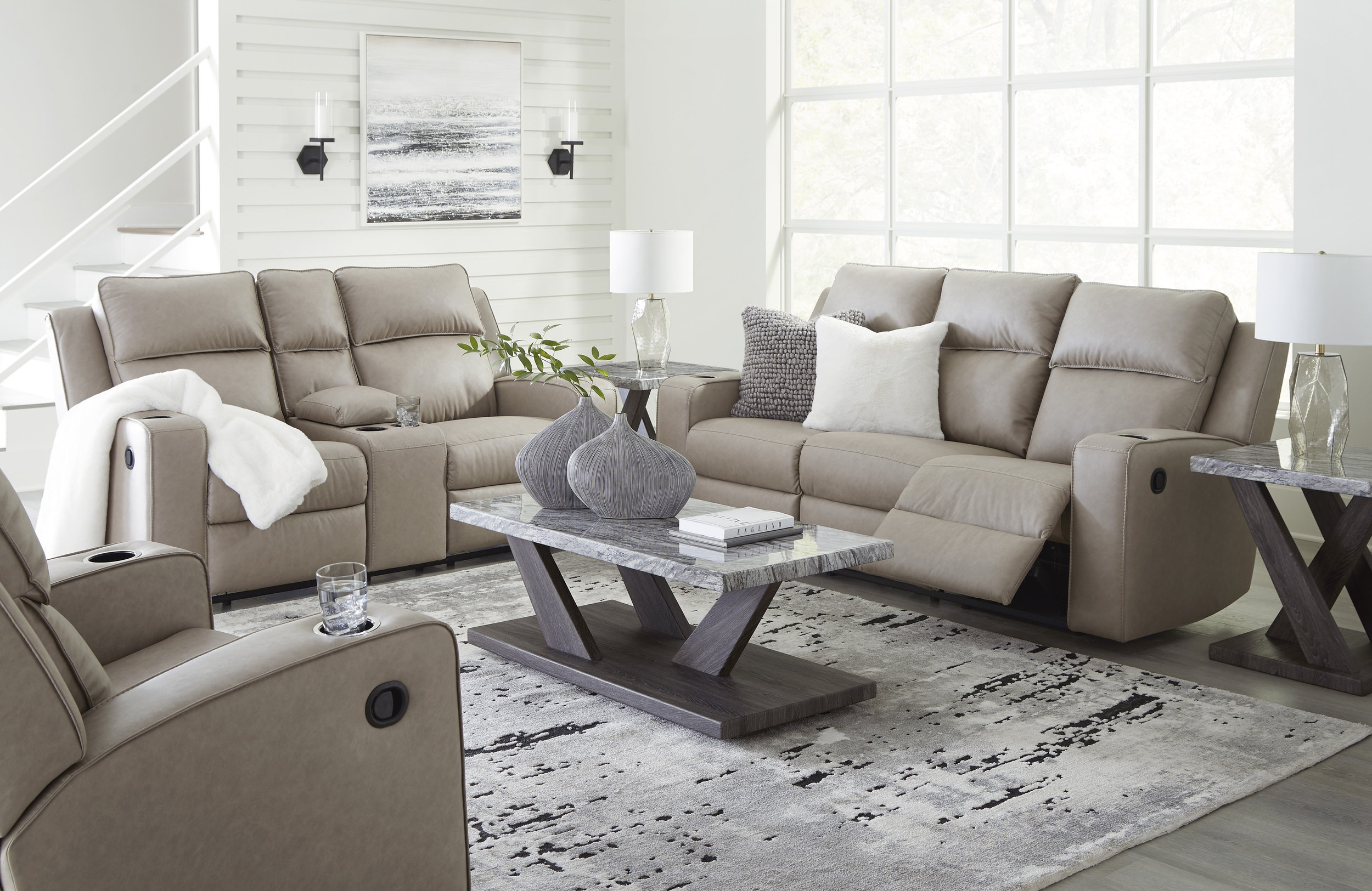 Lavenhorne Faux Leather Reclining Living Room Set