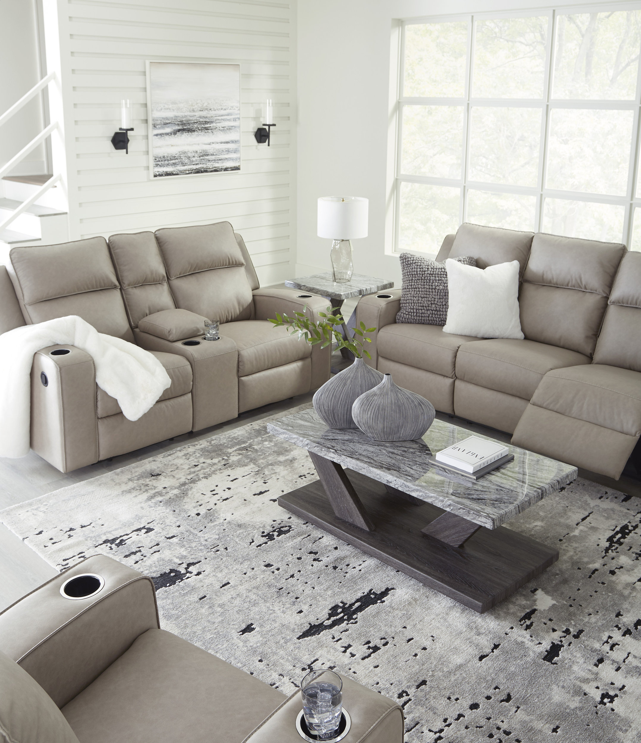 Lavenhorne Faux Leather Reclining Living Room Set