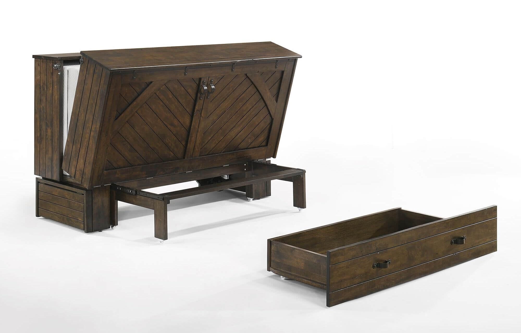 Ranchero Wood Murphy Cabinet Bed w/Mattress
