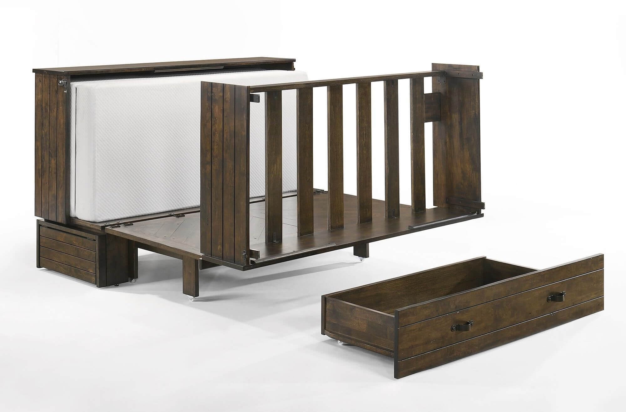Ranchero Wood Murphy Cabinet Bed w/Mattress