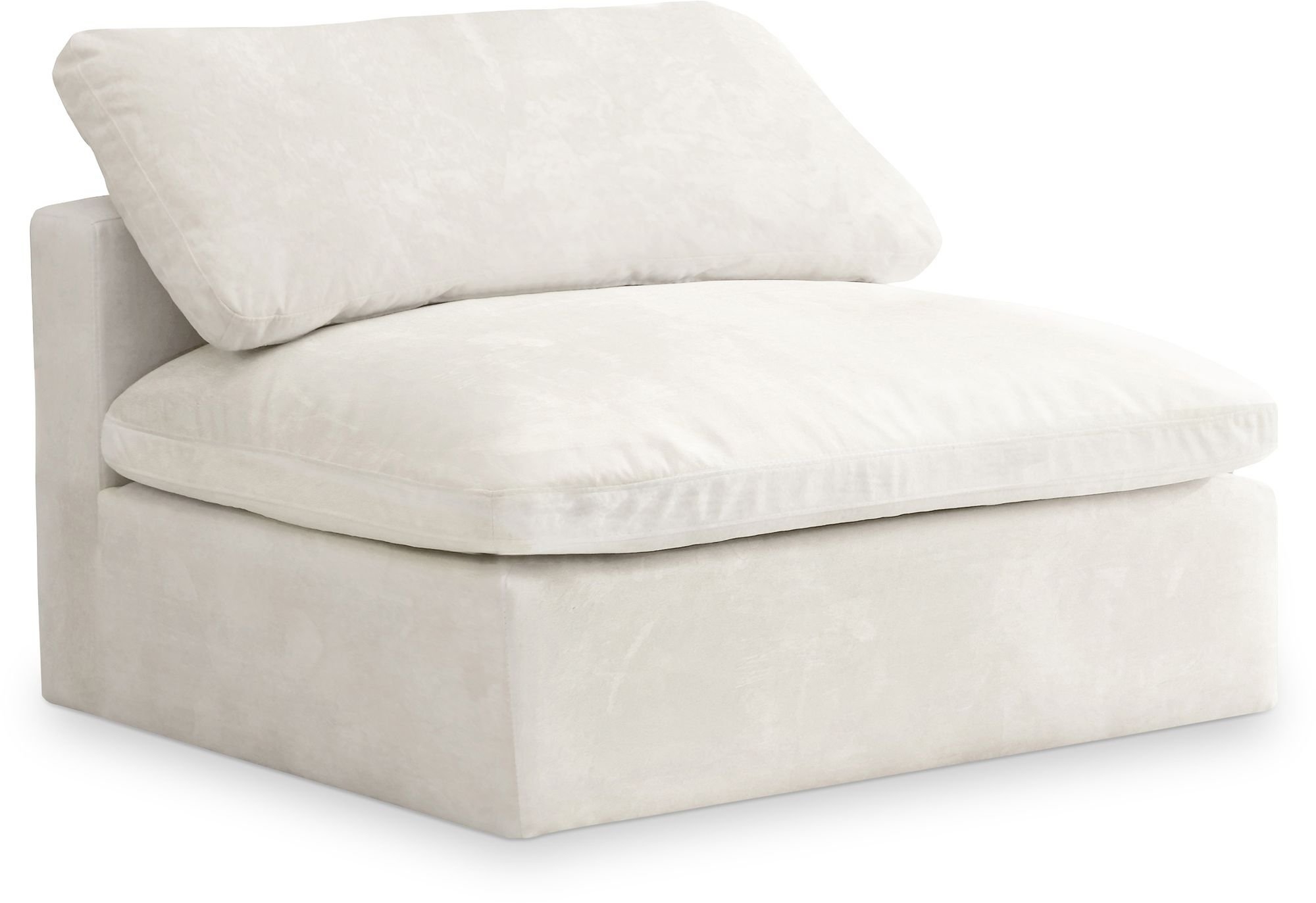 Cozy Velvet Modular Fiber Filled Comfort Overstuffed Armless Chair