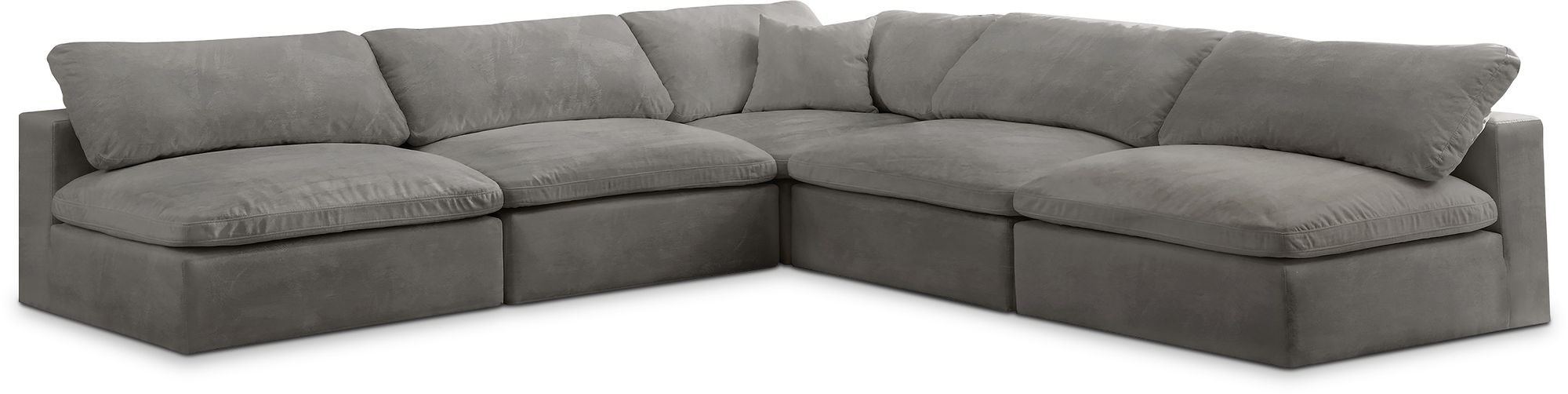 Cozy 118" 5-Piece Velvet Comfort Modular Armless Sectional