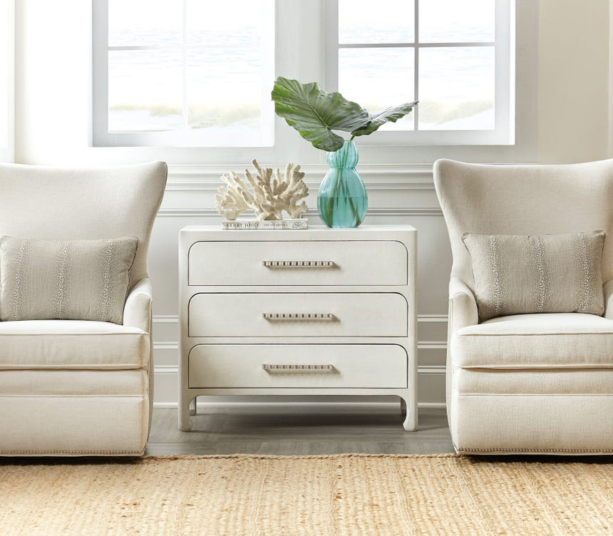 Serenity Cruiser Wood/Resin/Raffia 3-Drawer Accent Chest