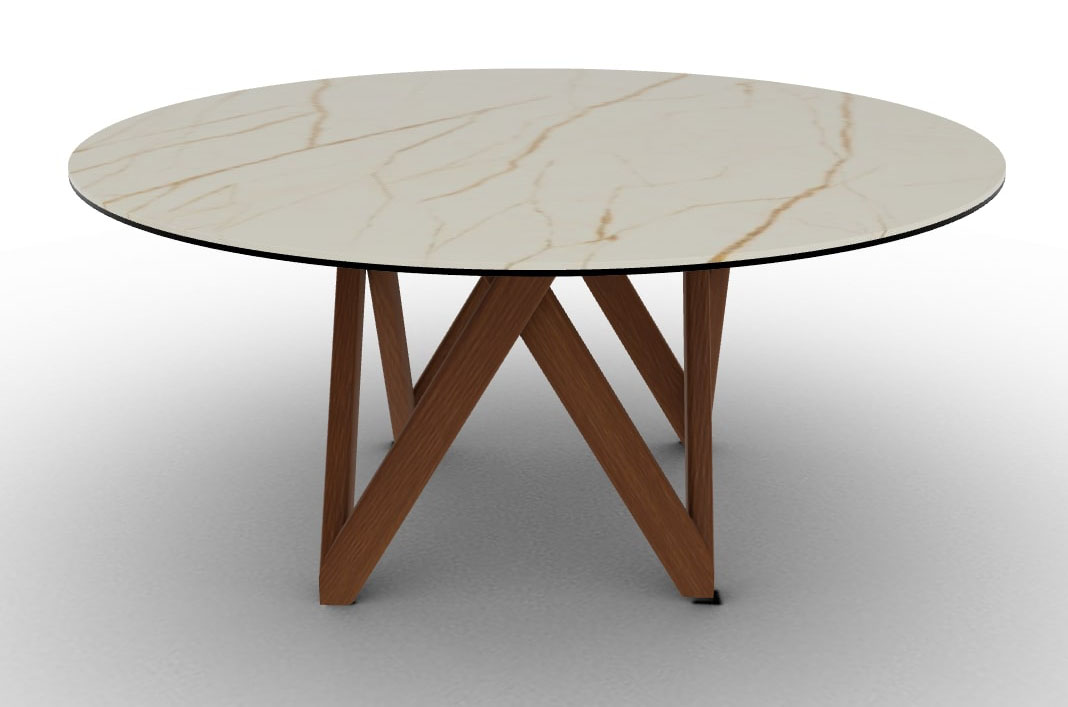 Cartesio Wood/Ceramic Round Dining Table