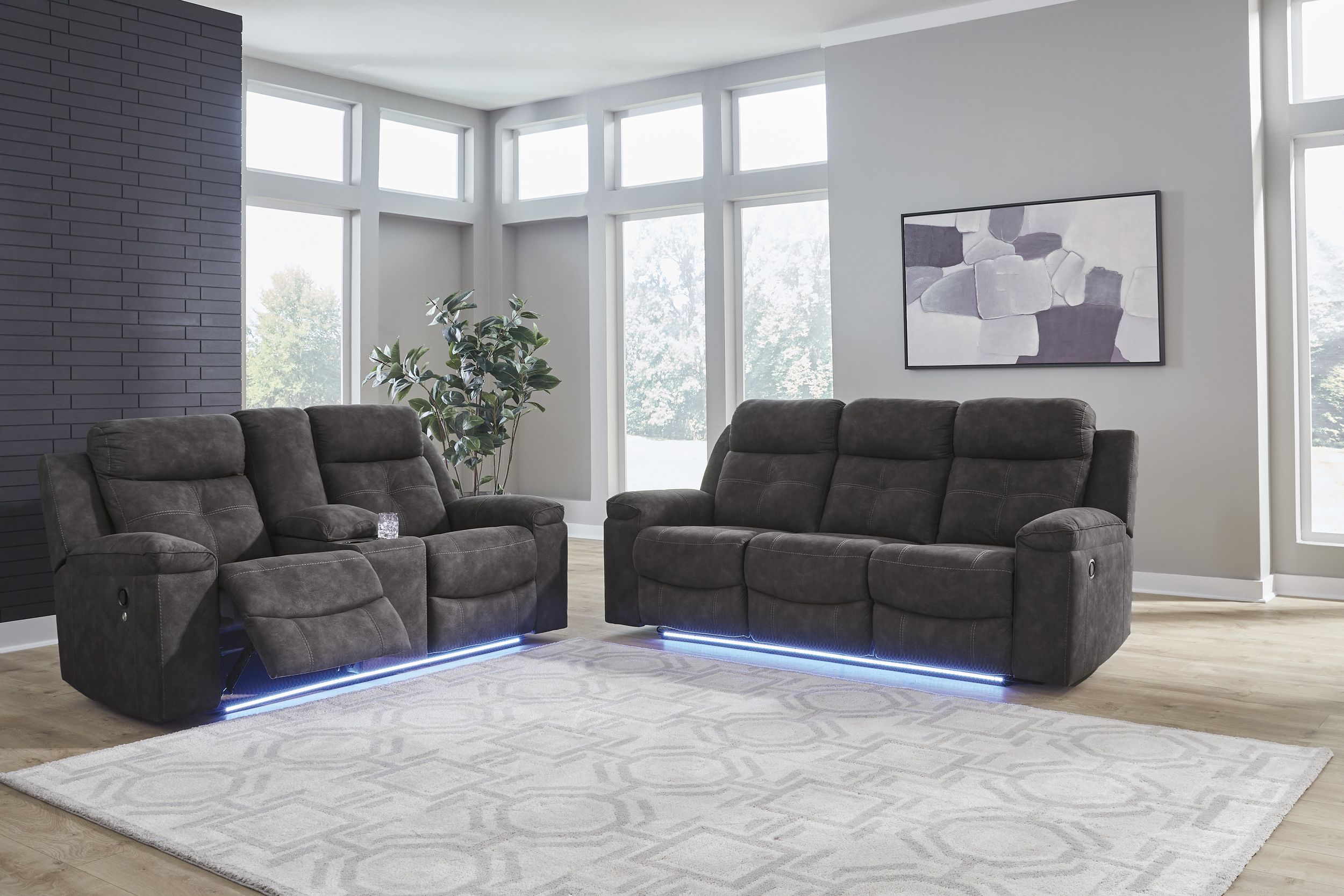 Brysonview Faux Leather Double Reclining Living Room Set with Console