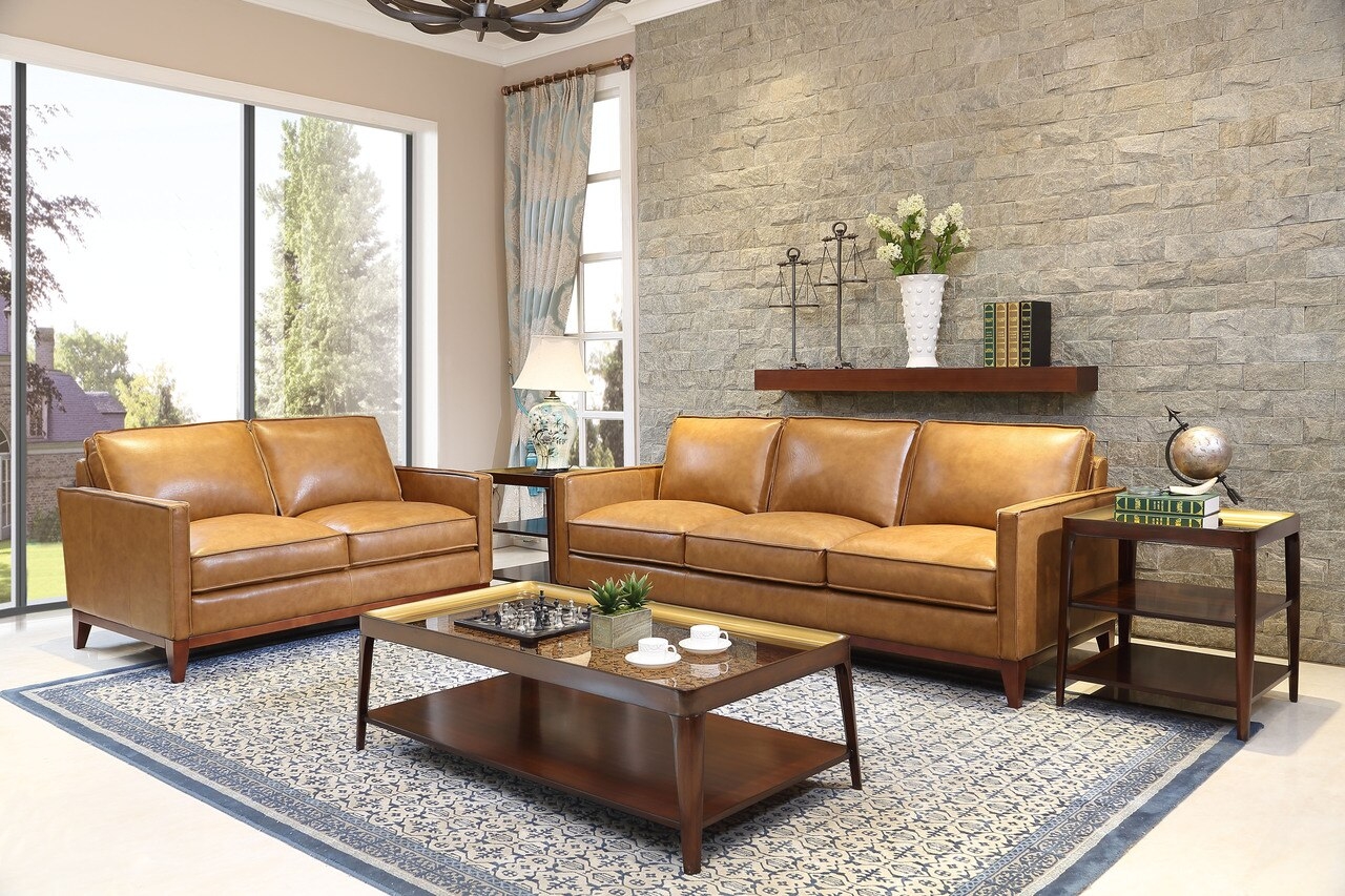 Harper Leather/Split Living Room Set