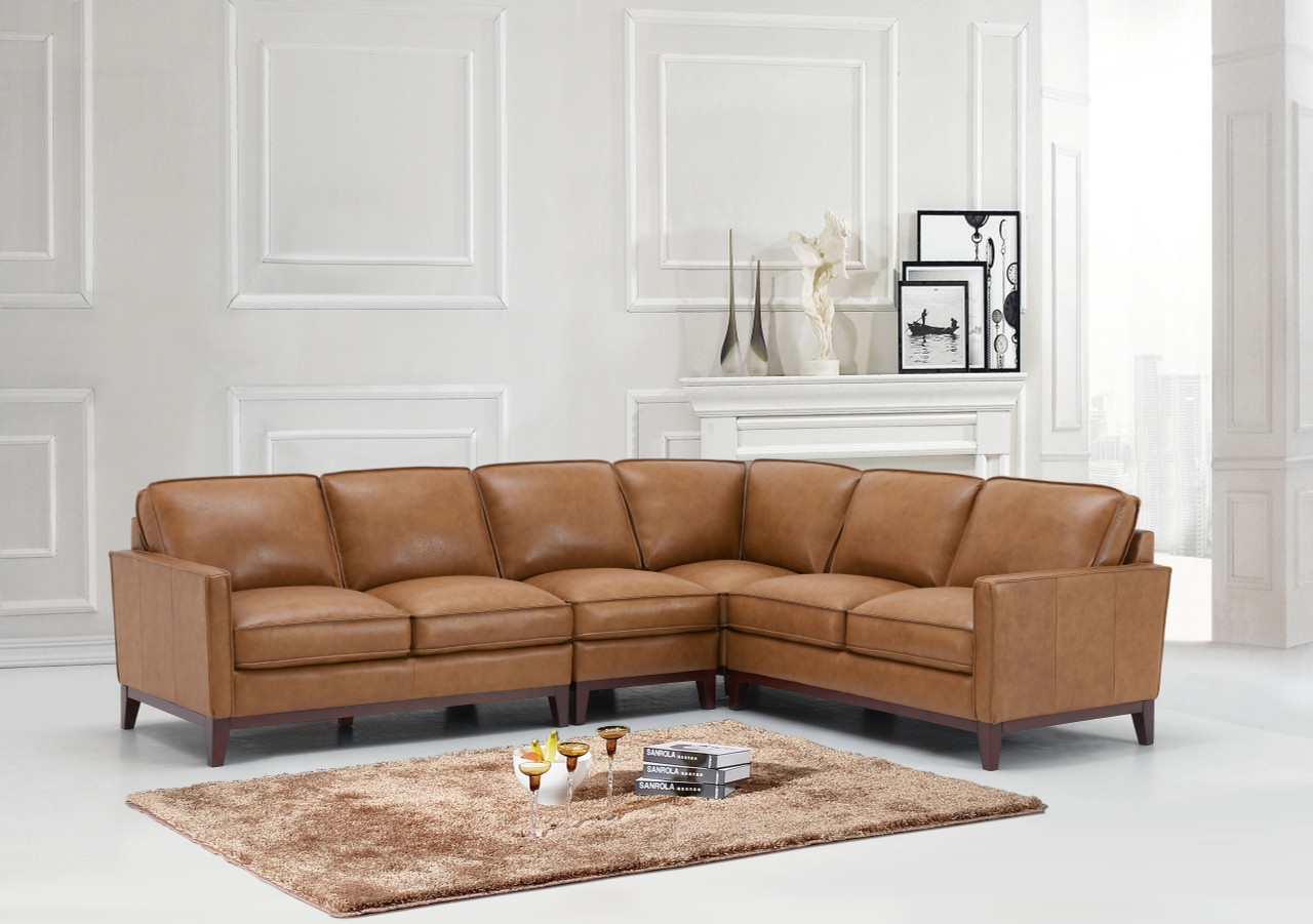 Harper Leather/Split L-Shape Corner Sectional Sofa