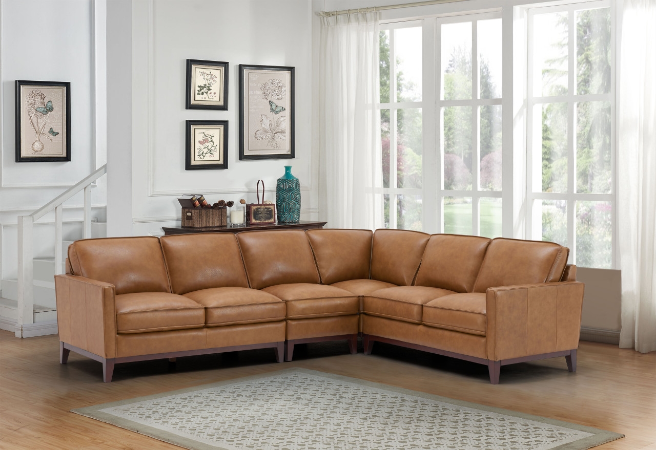 Harper Leather/Split L-Shape Corner Sectional Sofa