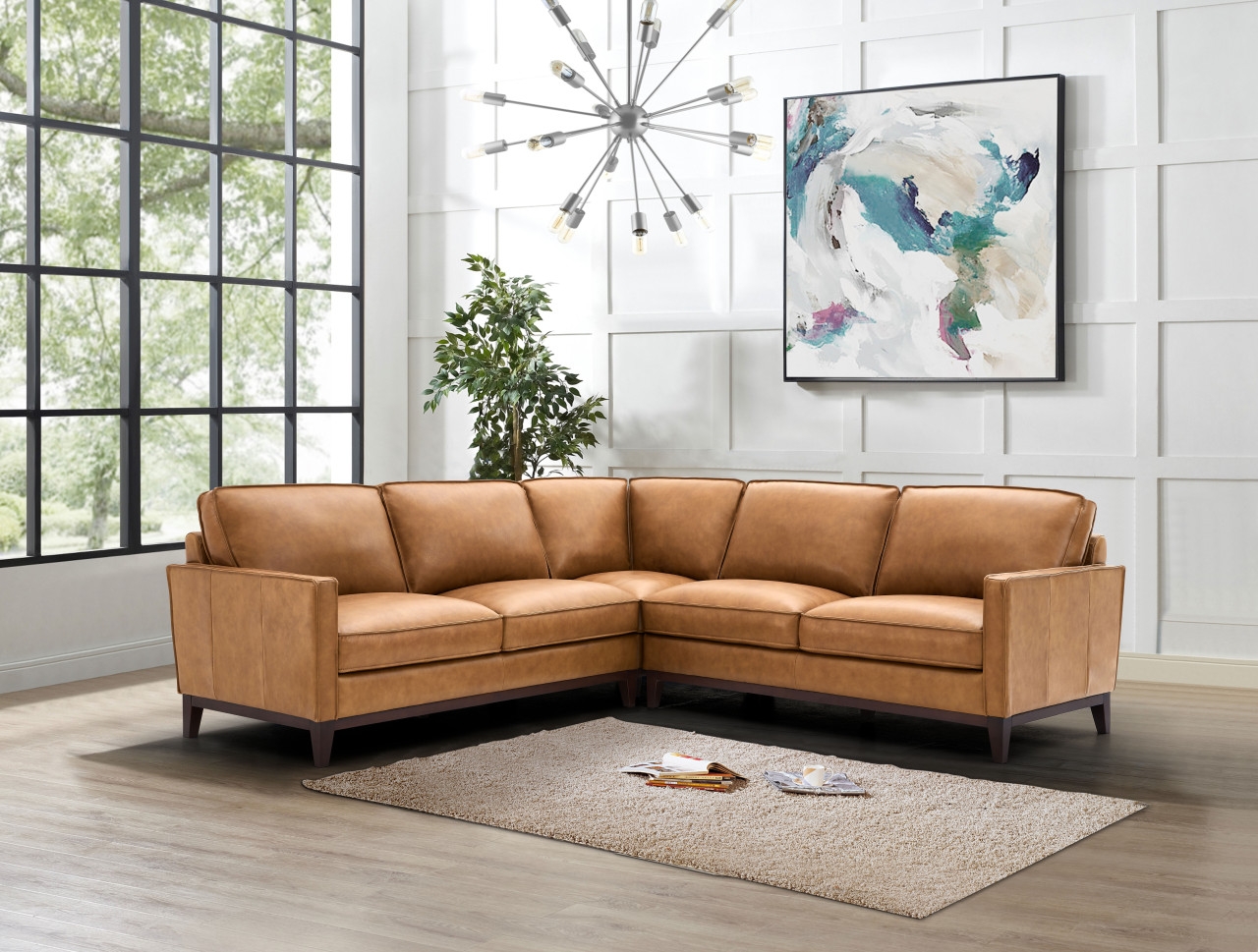 Harper Leather/Split L-Shape Corner Sectional Sofa
