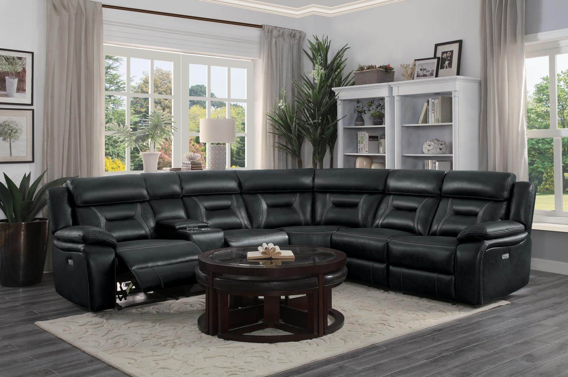 Amite Leather Gel Match Power Reclining Sectional by Homelegance