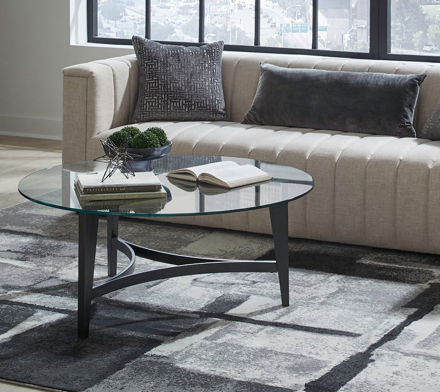 Capri Round Glass/Metal Cocktail Table