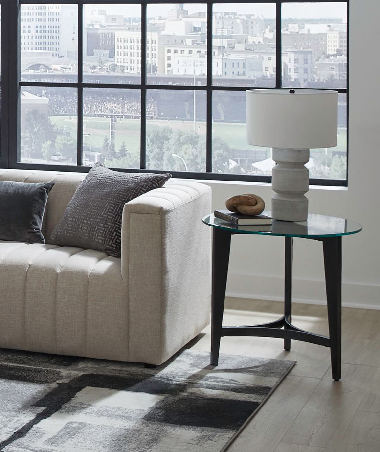 Capri Round Glass/Metal End Table