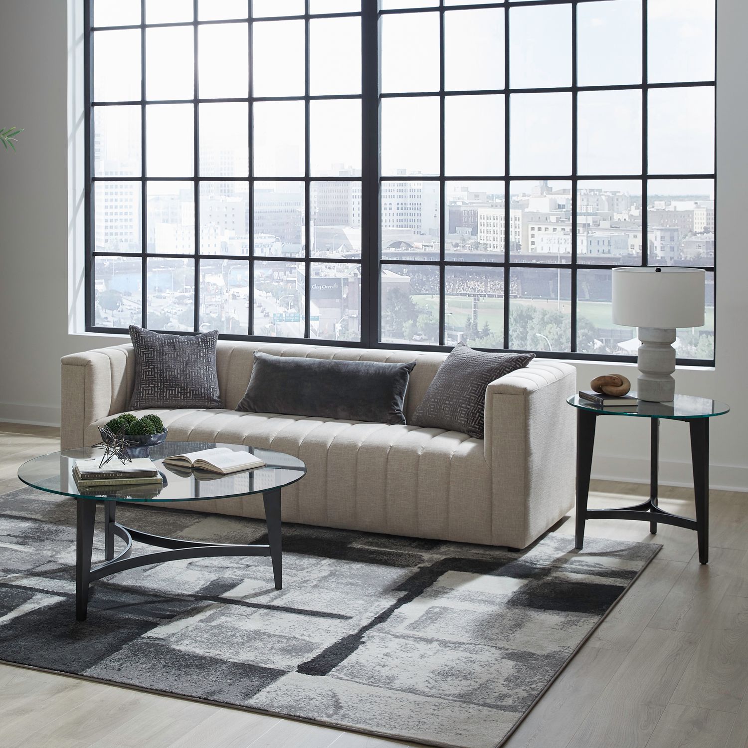 Capri Round Glass/Metal End Table